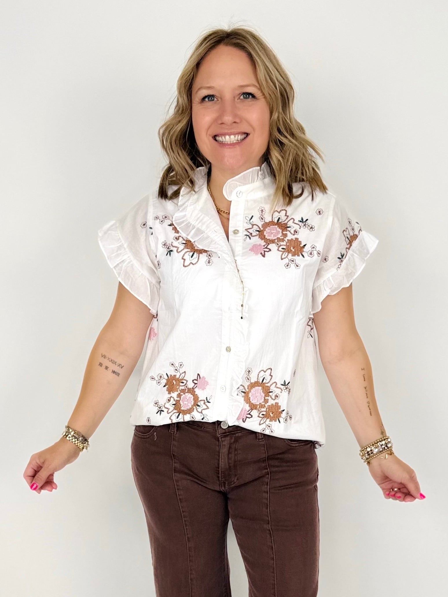 Bloom Stitch Blouse {S-L} - KaraMarie