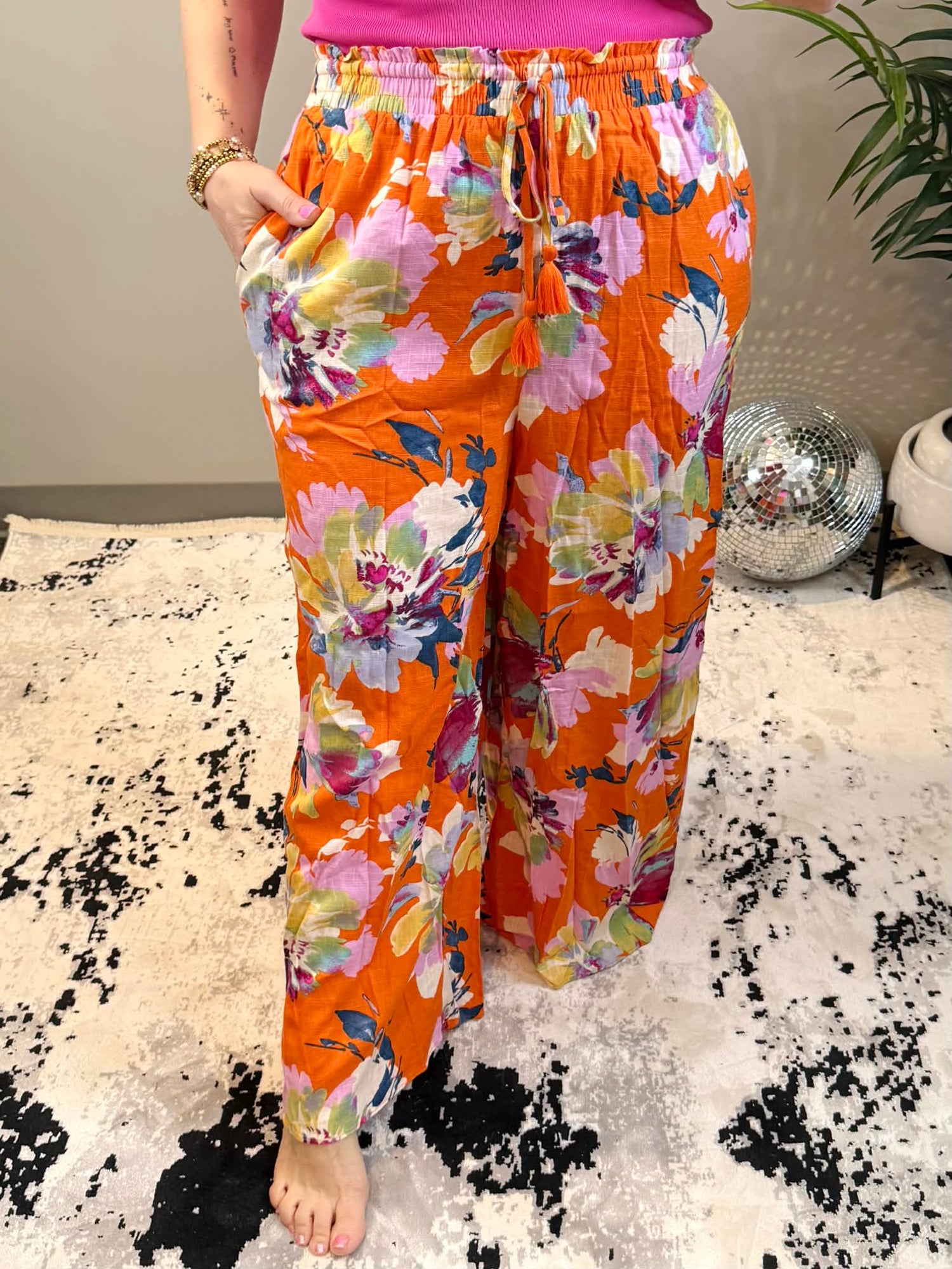 Floral Tango Linen Pants {S-3X}