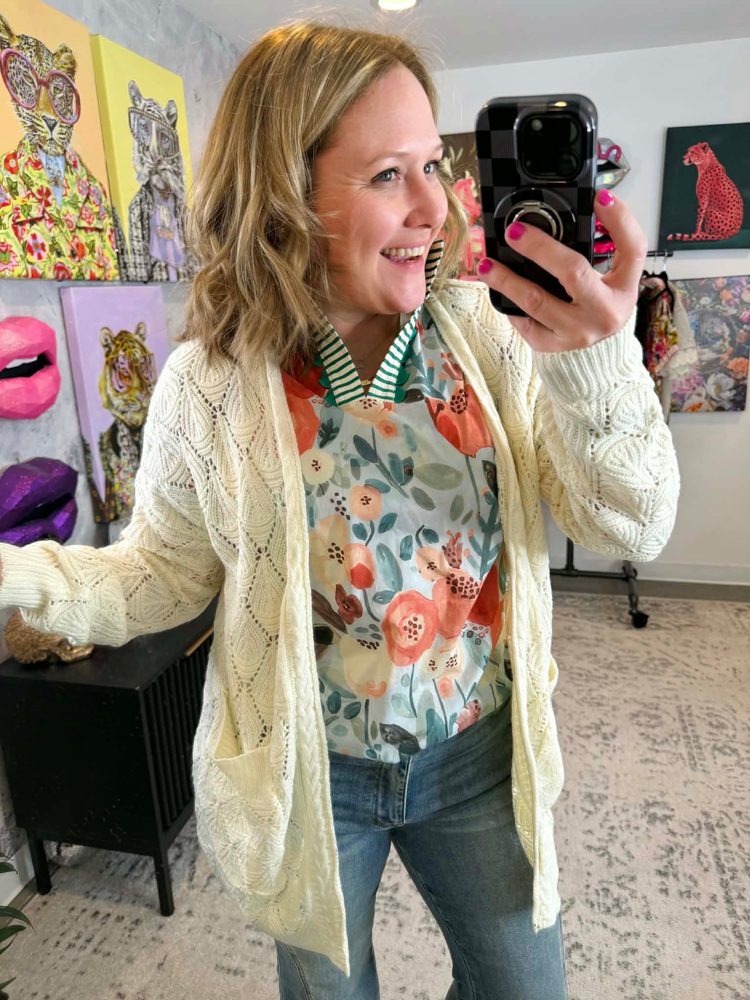 MM Open Knit Cardigan - Ivory {S-3X} - KaraMarie