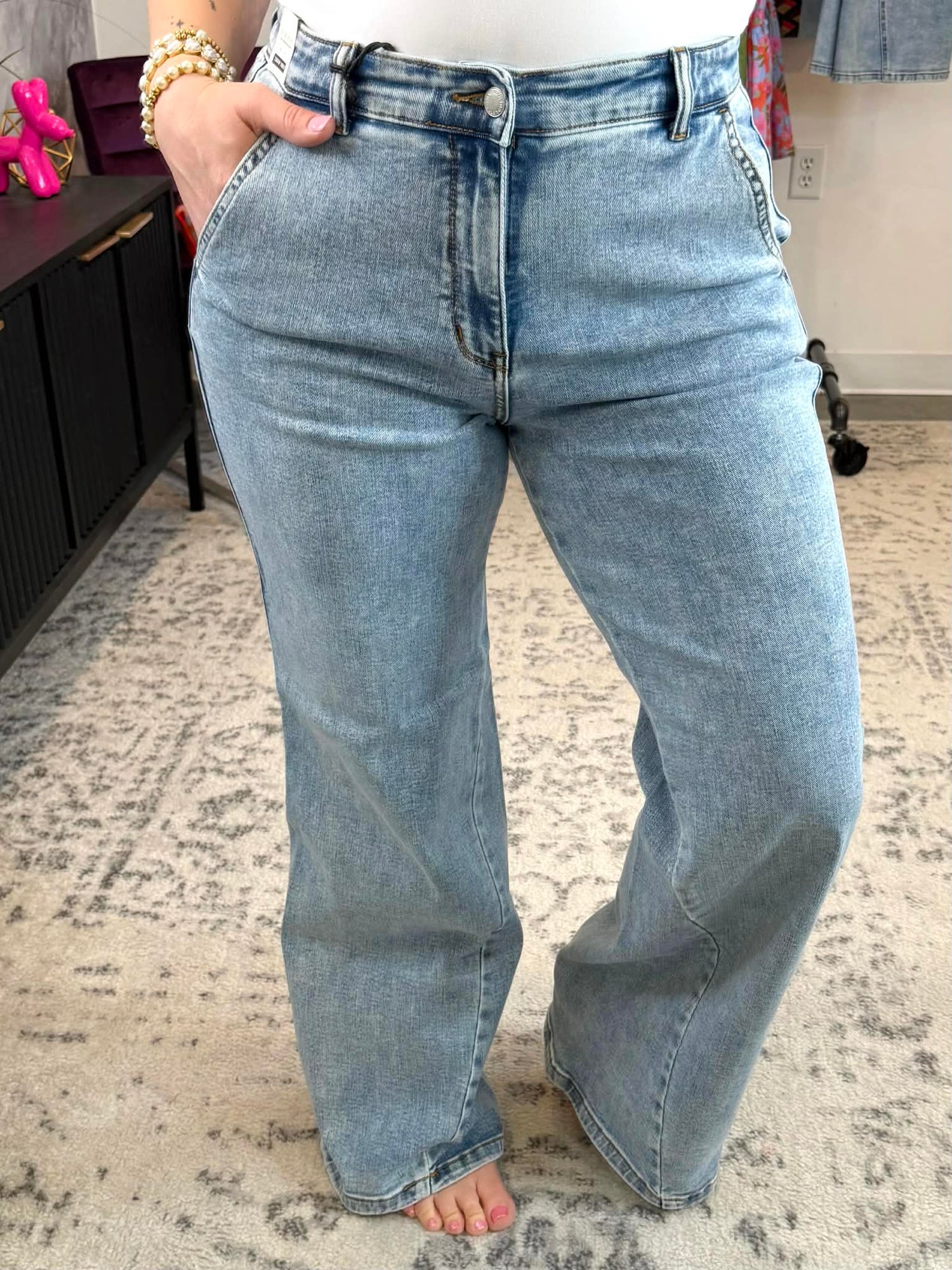 Judy Blue Diagonal Path Retro Jeans {1-22W} - KaraMarie