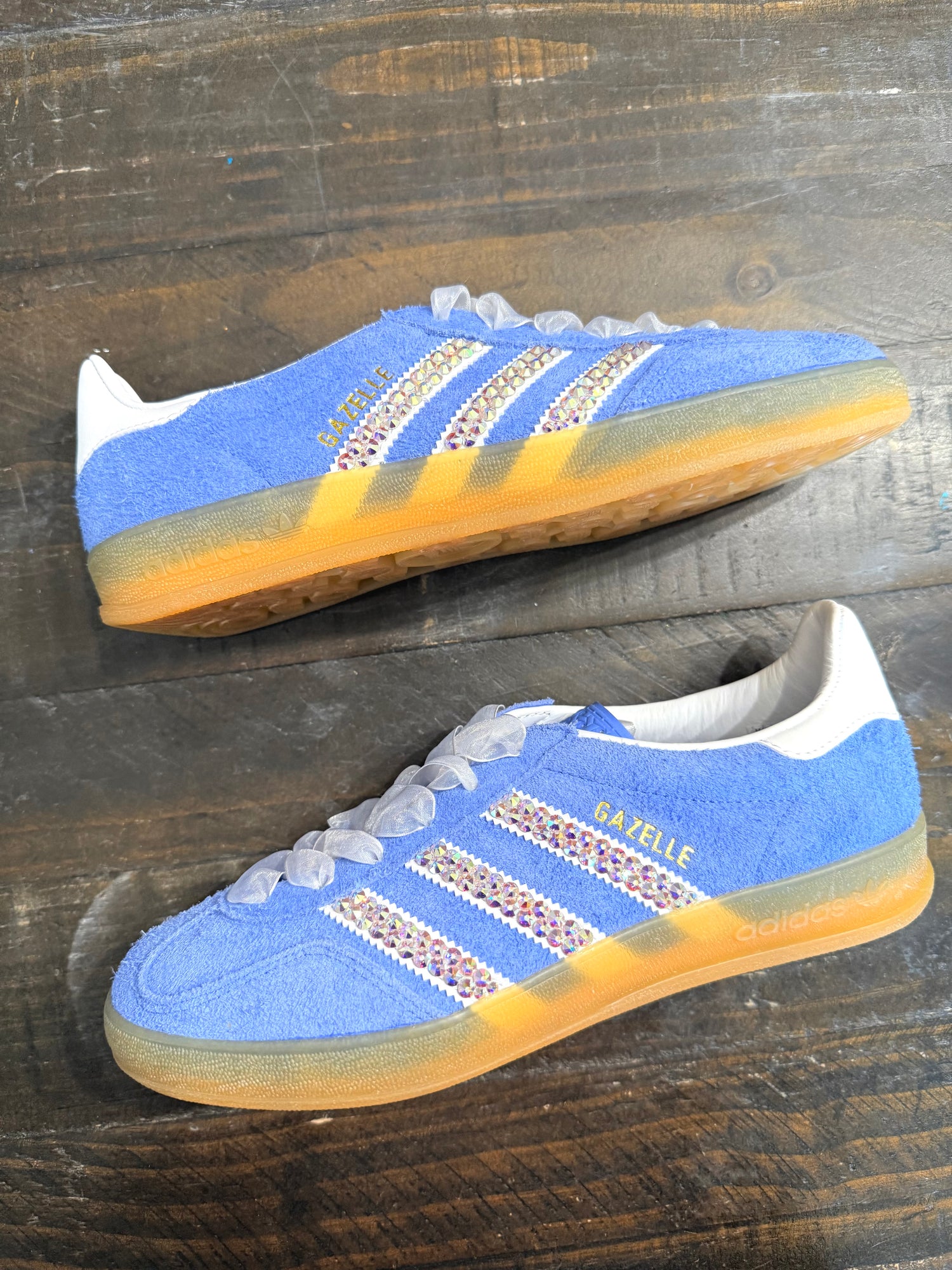 APRIL CRYSTALLIZED SHOE OF THE MONTH! Adidas Gazelle Light Blue Sneaker {CUSTOM ORDER!}