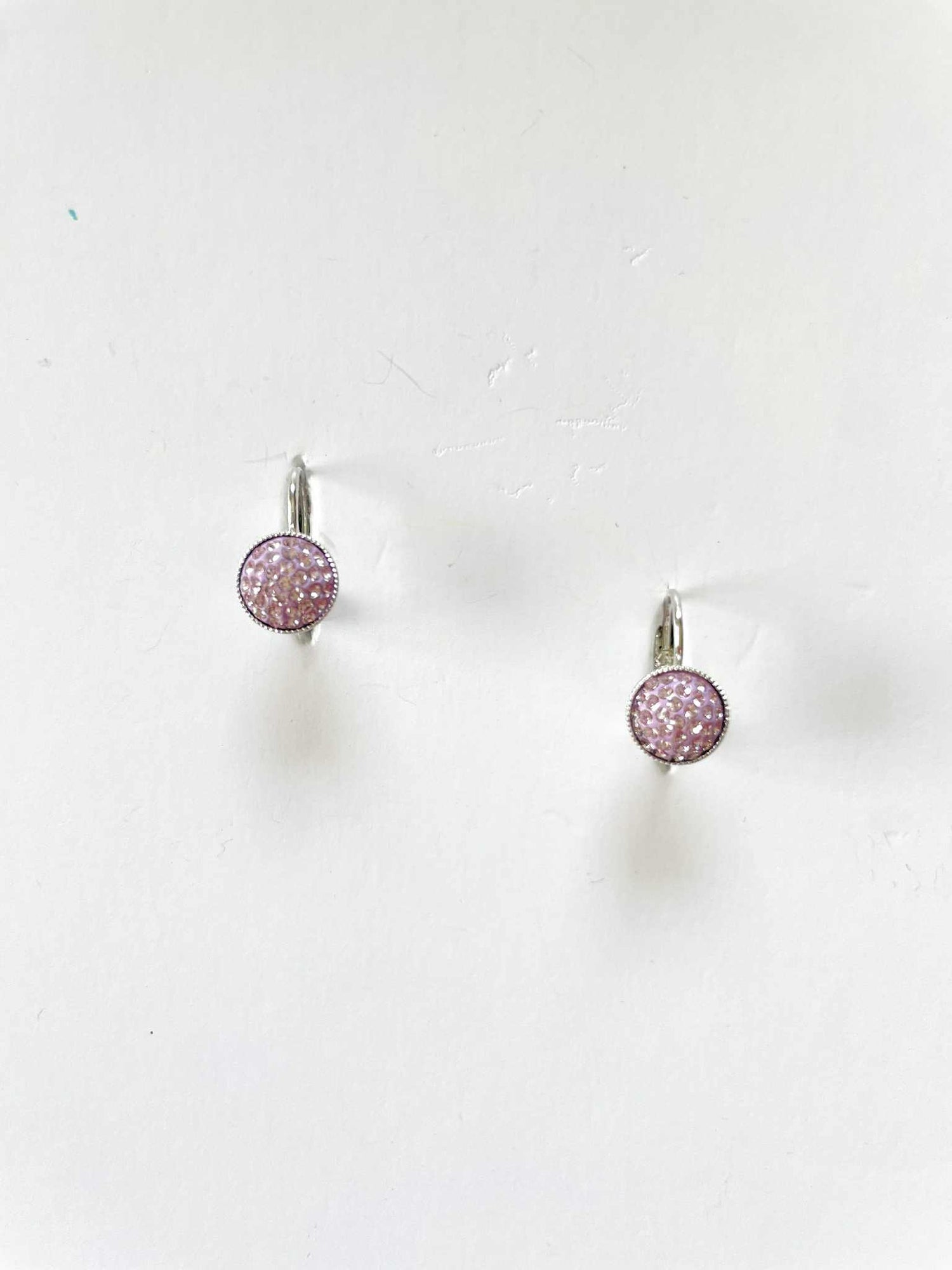 8mm Pave Leverback Earring in Light Amethyst