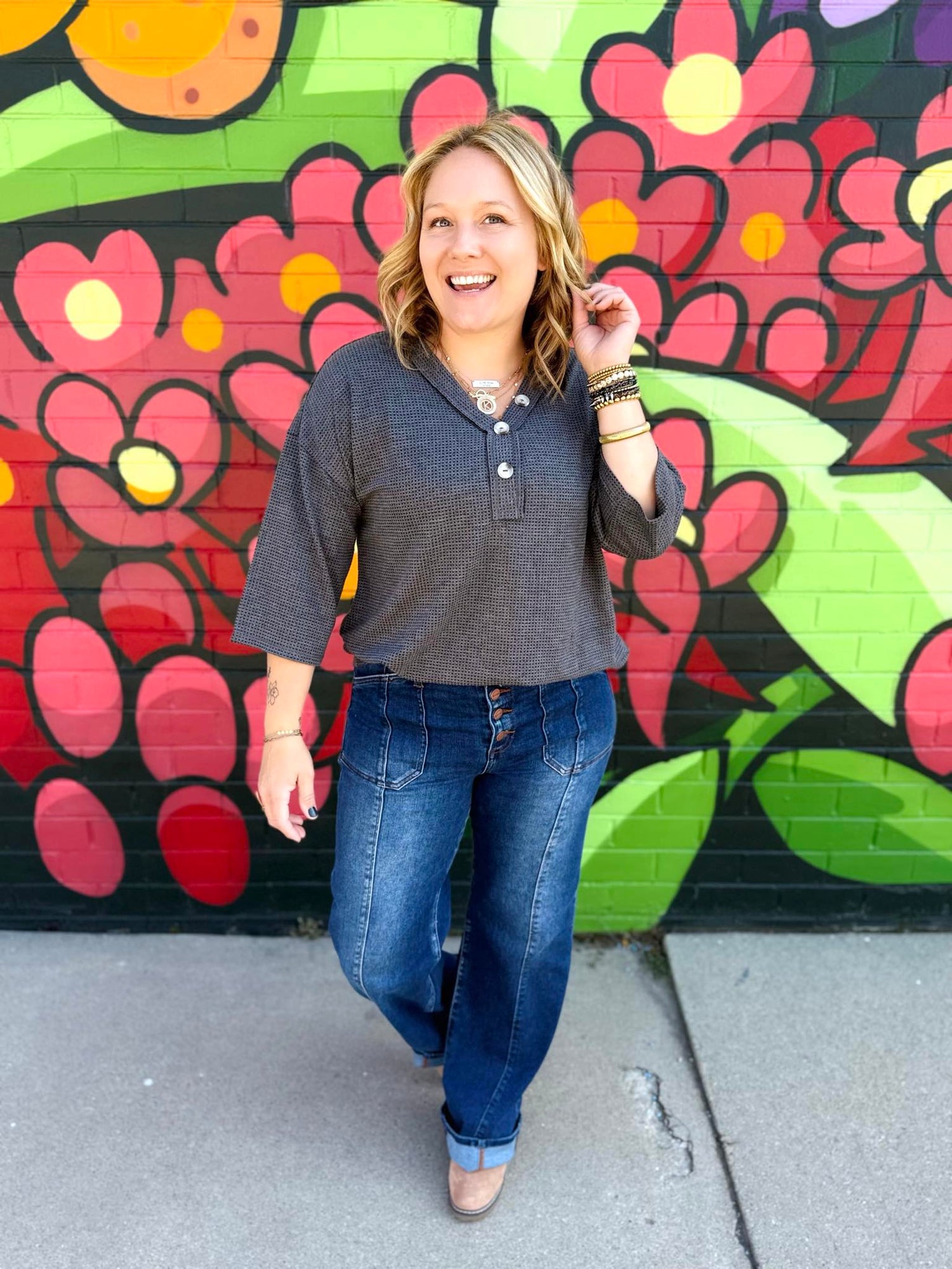 Essential Waffle V-Neck Top - Multiple Colors! {S-3X}