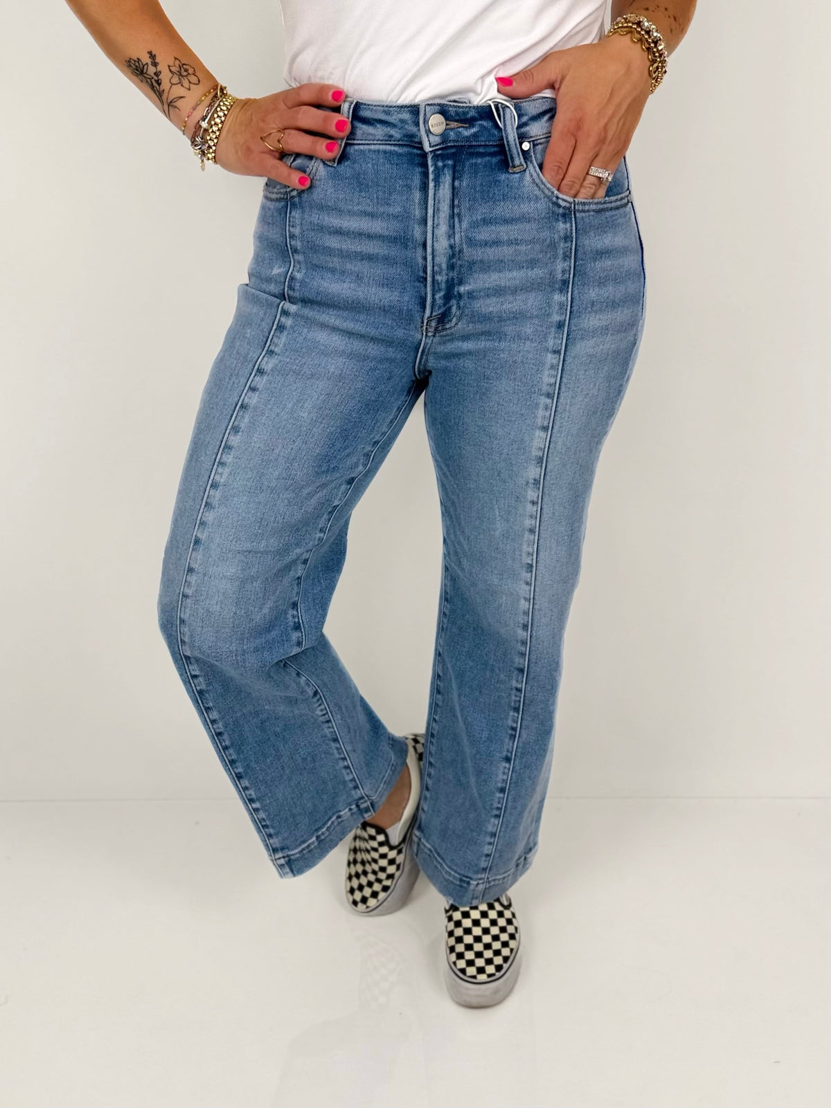 Risen Easy Blue Wide Crop Jeans {1-3X} - KaraMarie