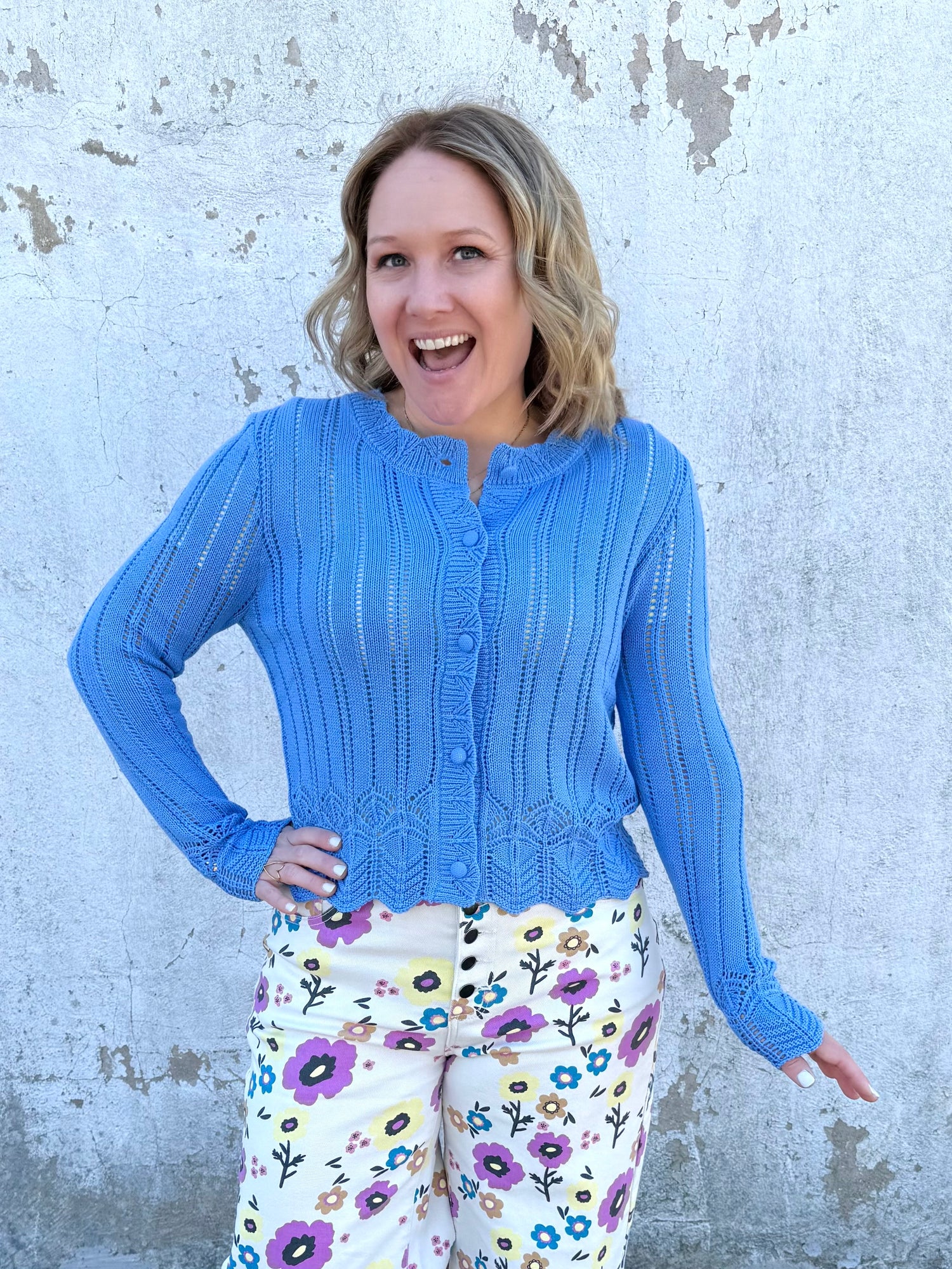 Bluebell Pointelle Knit Top {S-3X} - KaraMarie