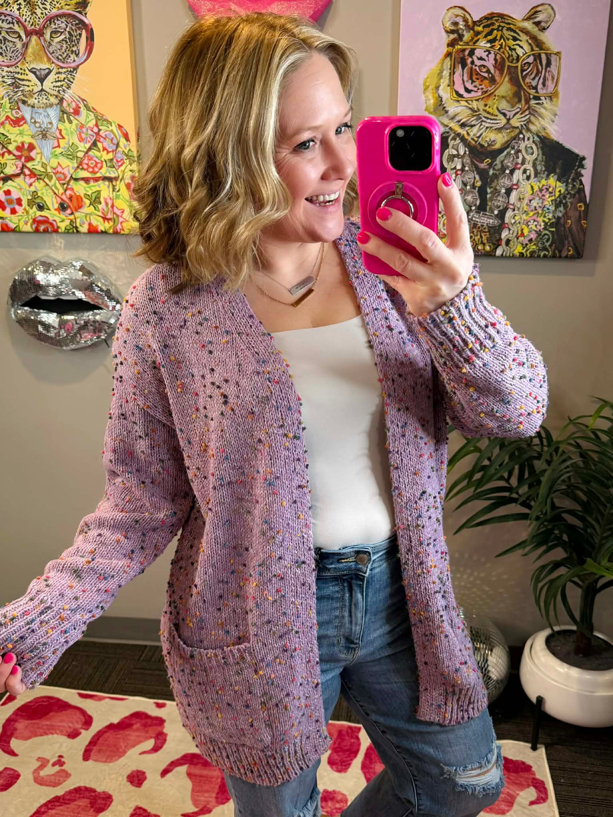 BLAKELEY Miley Dot Cardigan - Lavender {OS-Curvy} - KaraMarie