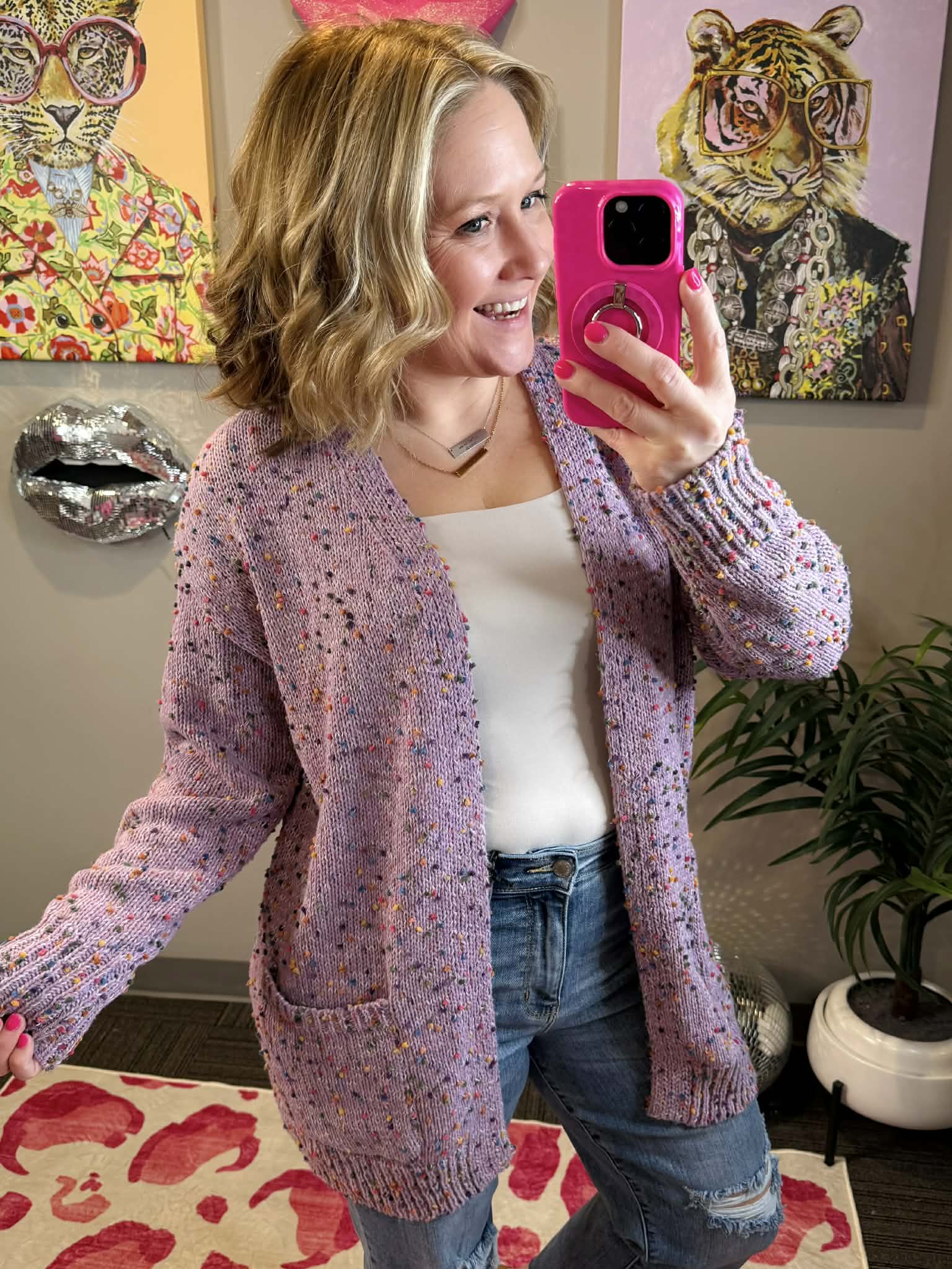 BLAKELEY Miley Dot Cardigan - Lavender {OS-Curvy} - KaraMarie