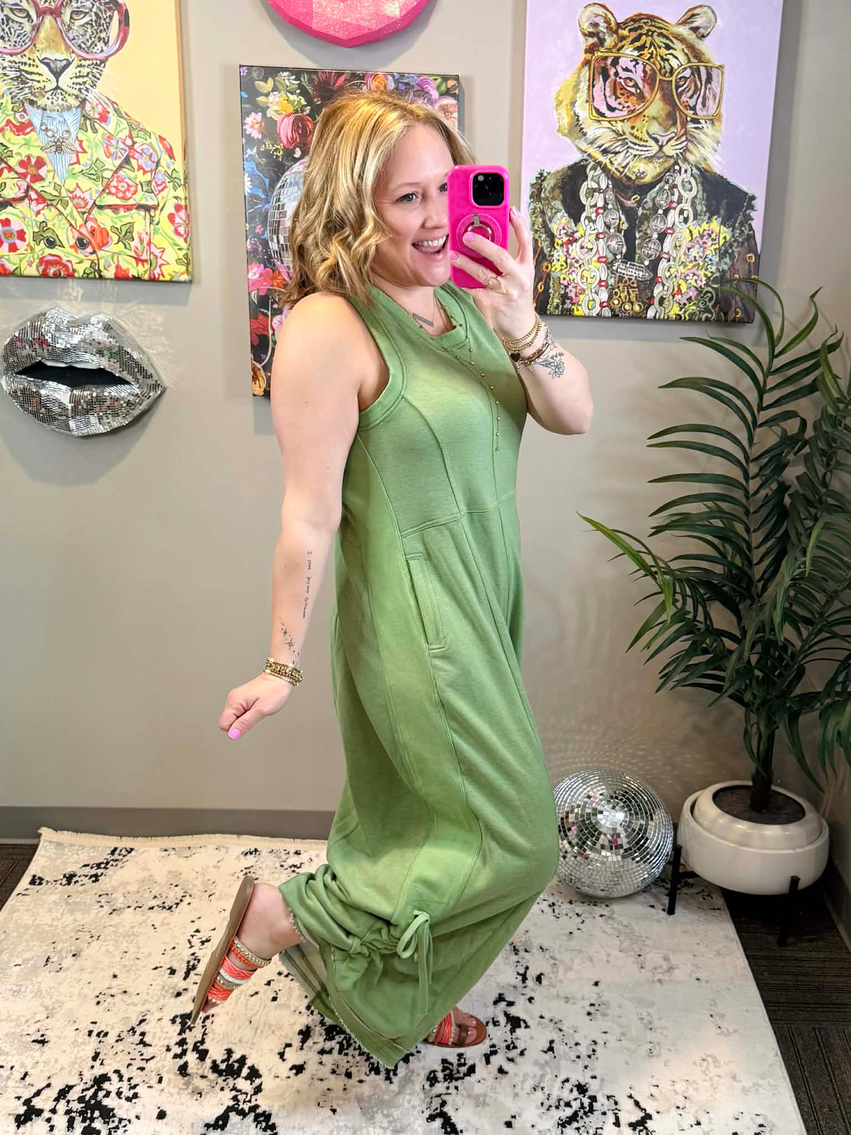 Stylish Ruched Detail Jumpsuit in Green {S-3X} - KaraMarie