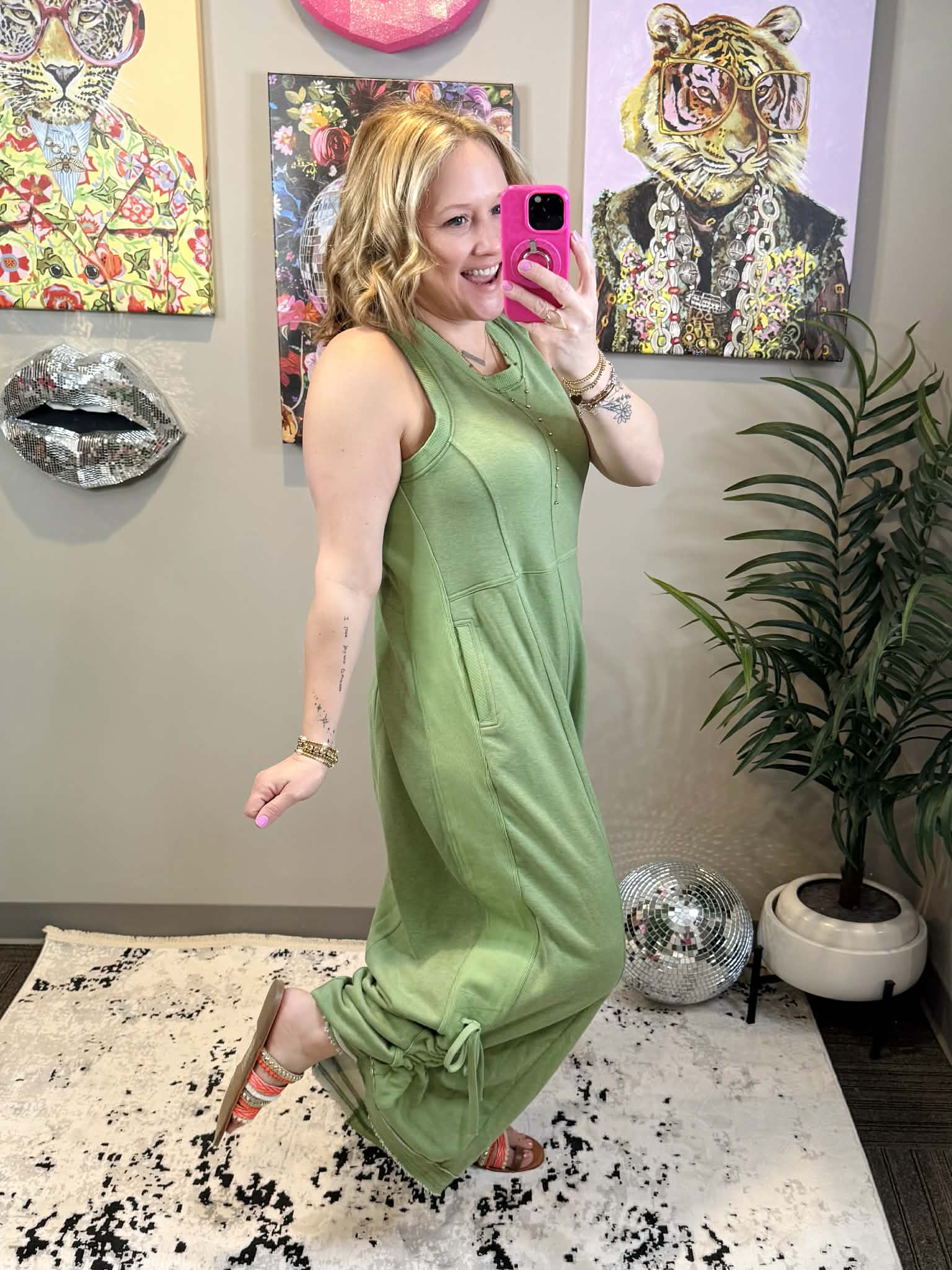 Stylish Ruched Detail Jumpsuit in Green {S-3X} - KaraMarie