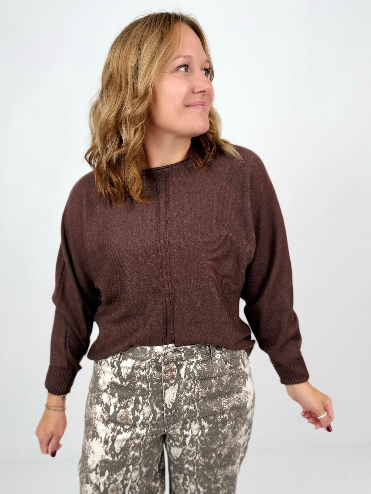 The Seamline Sweater - Brown {S-3X}