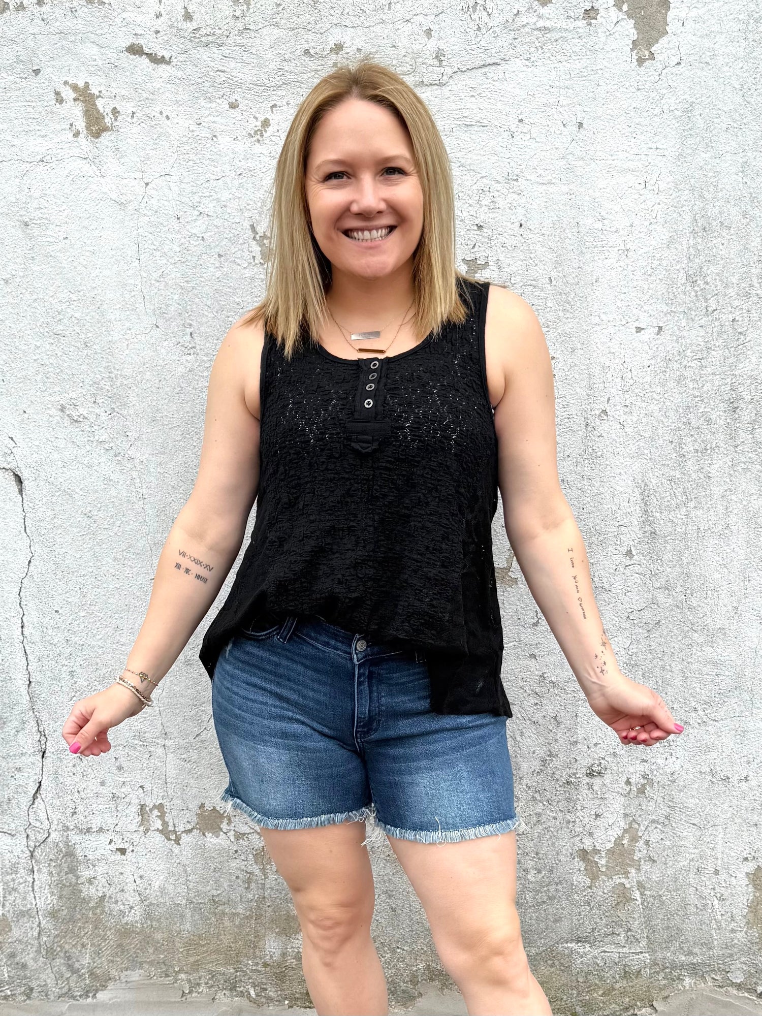 Let's Lace Sleeveless Top in Black {S-L}