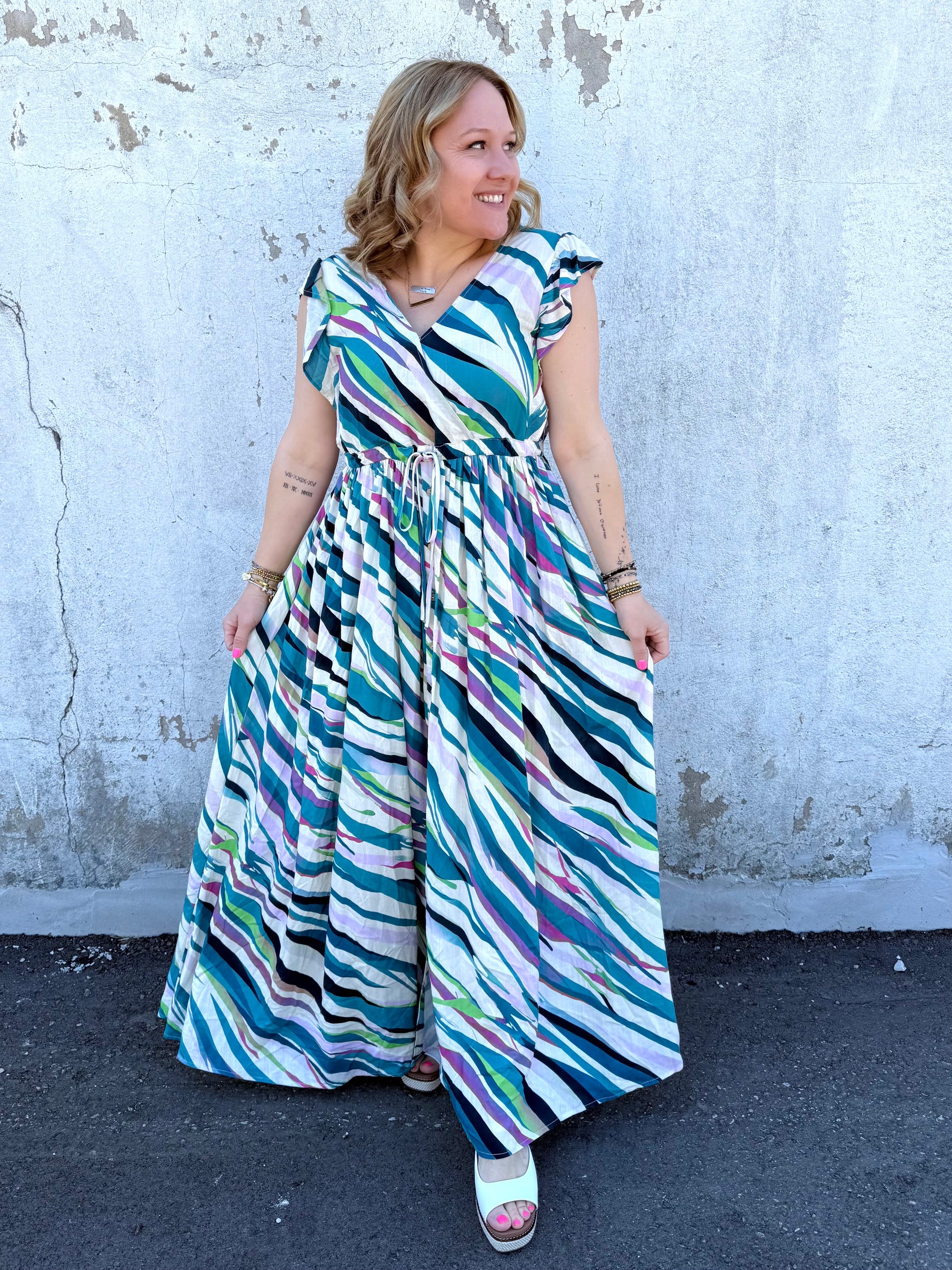 Slanted Symphony Dress in Teal {S-L} - KaraMarie