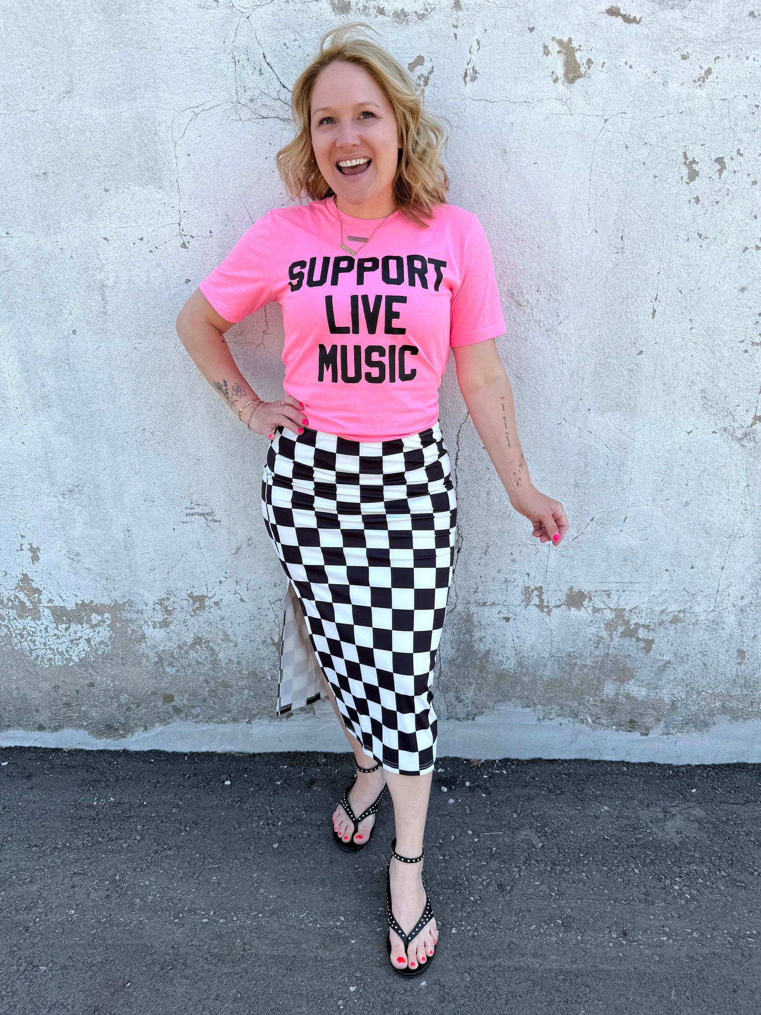 Checkerboard Midi Skirt {S-3X}