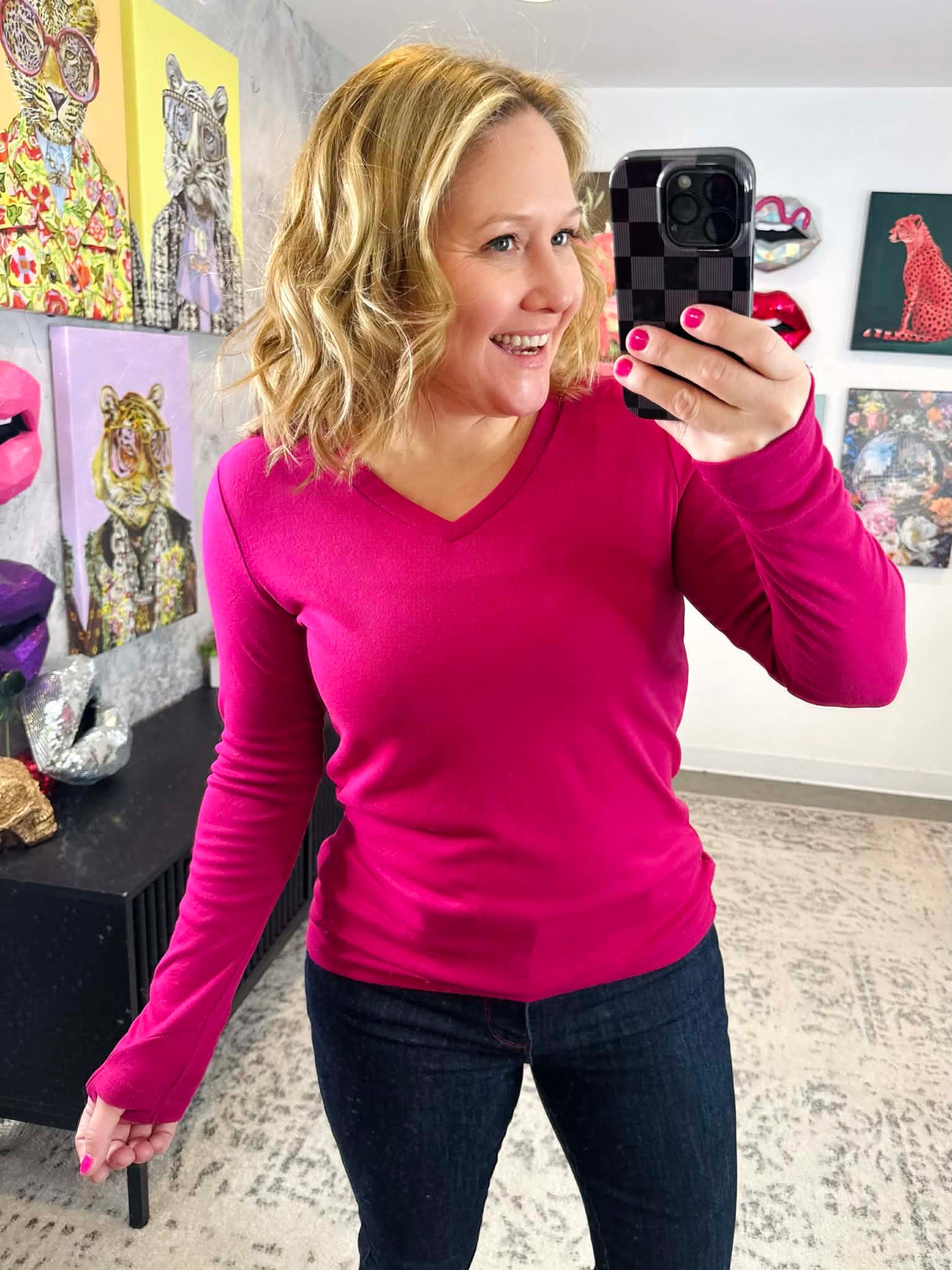 MM Leah Long Sleeve Top - Magenta {S-3X}