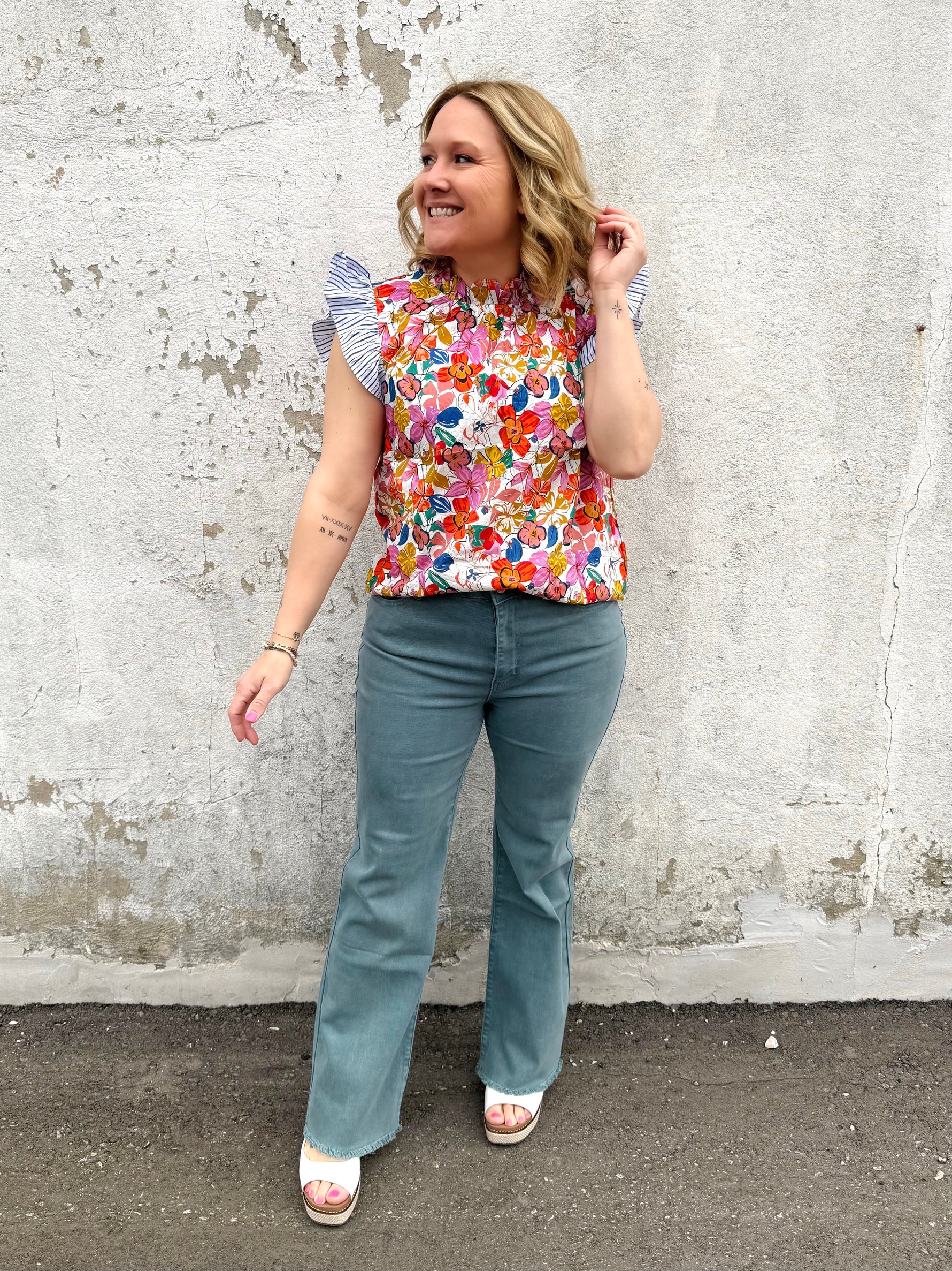 Garden Party Ruffle Sleeve Top in Orchid {S-L} - KaraMarie