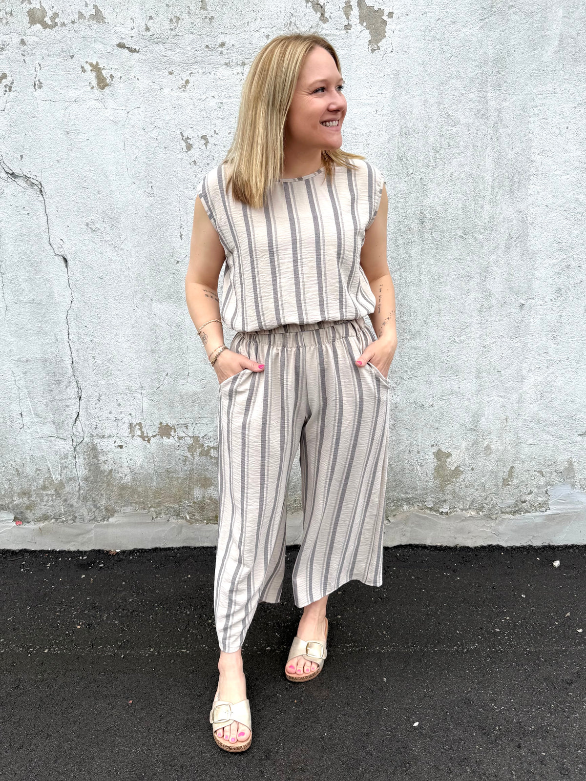 BLAKELEY Calabasas Crop Pant Set in Sand {XS-3X} - KaraMarie
