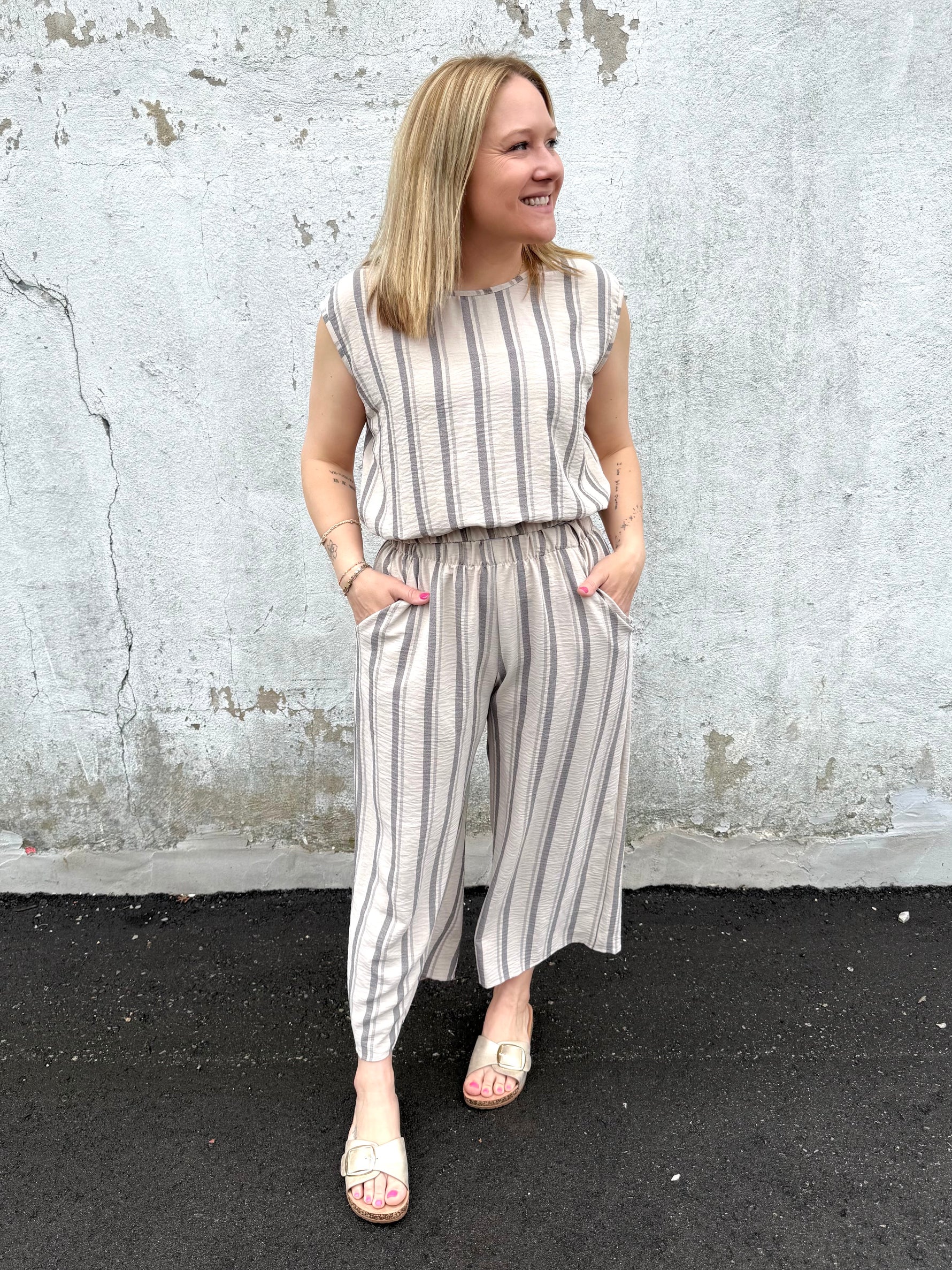 BLAKELEY Calabasas Crop Pant Set in Sand {XS-3X} - KaraMarie