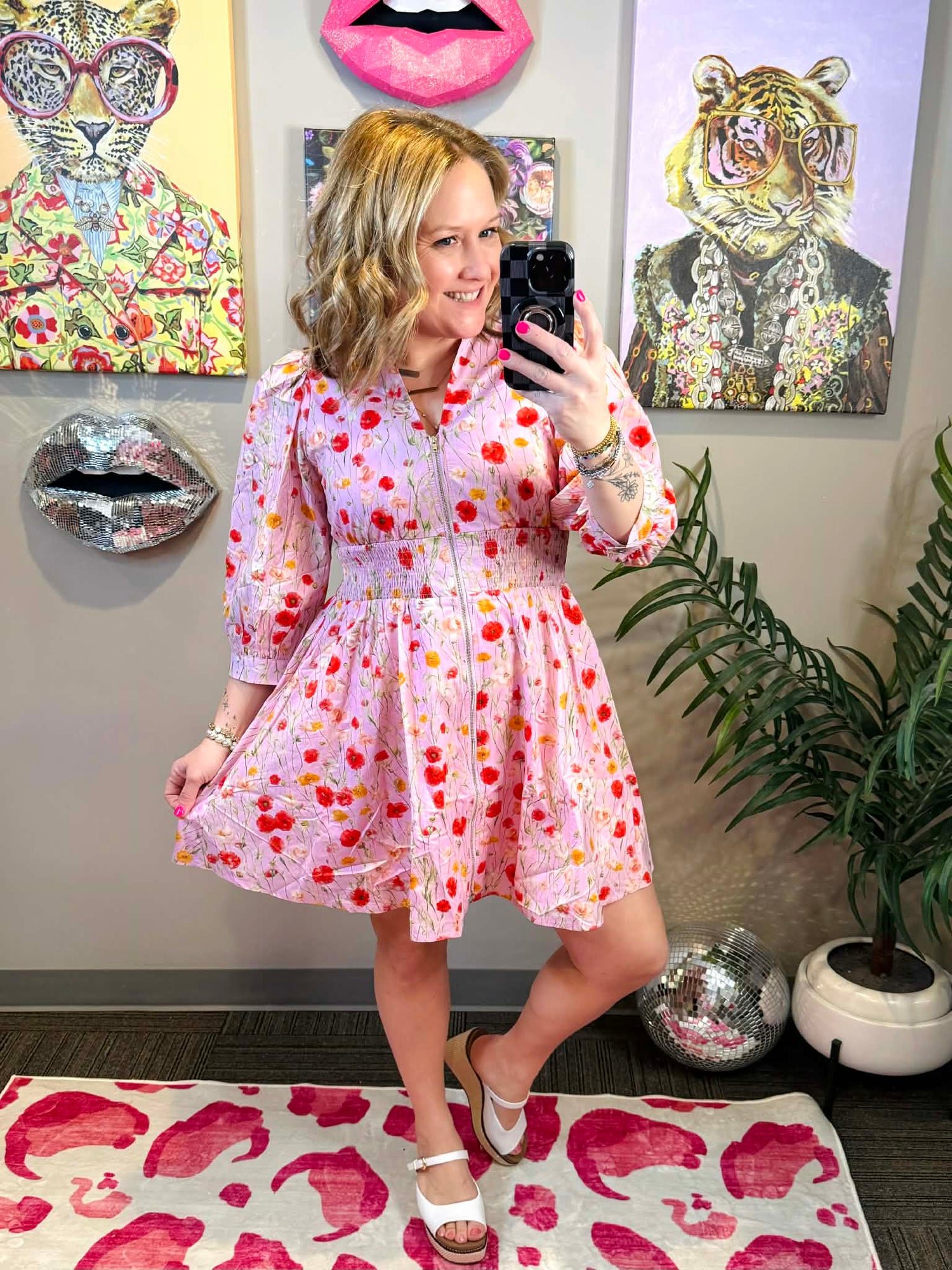 Blushing Blooms Zippered Dress {S-L}