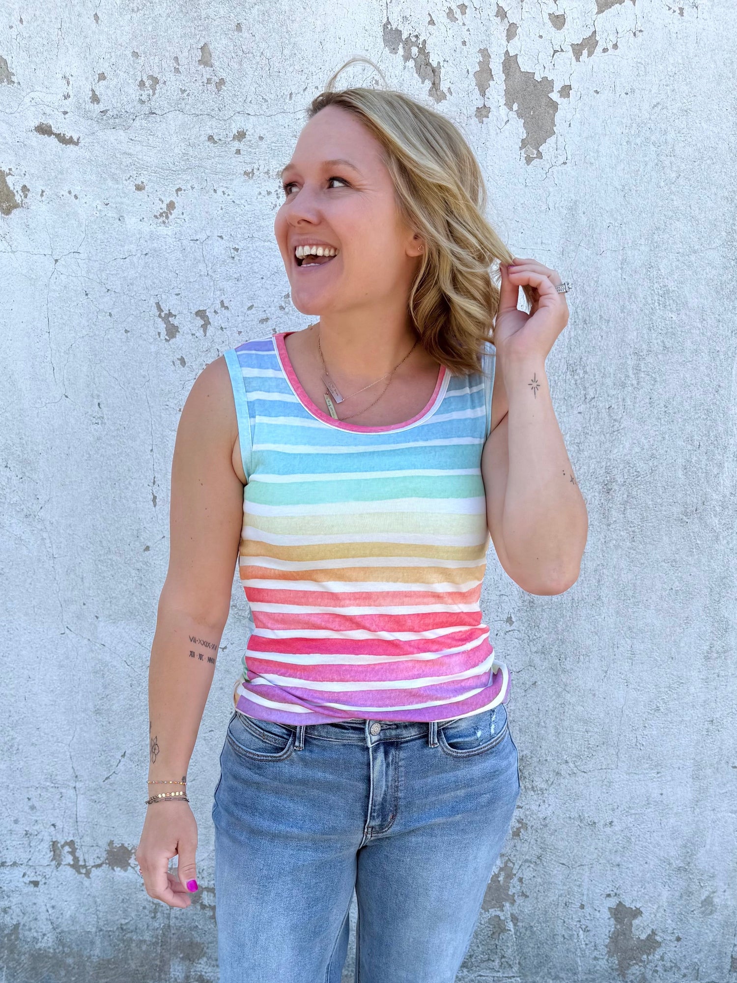 MM Ava Tank - Rainbow Stripes {S-3X} - KaraMarie
