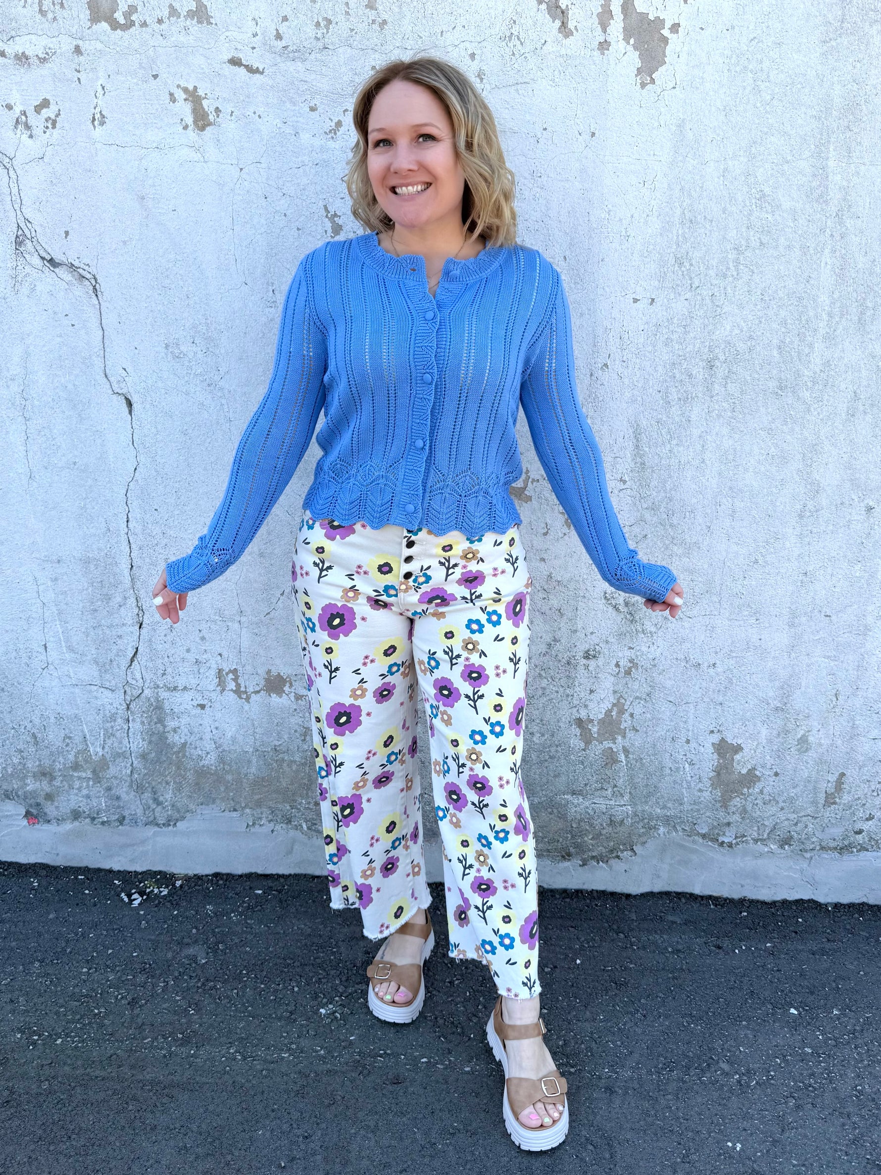 Bluebell Pointelle Knit Top {S-3X} - KaraMarie