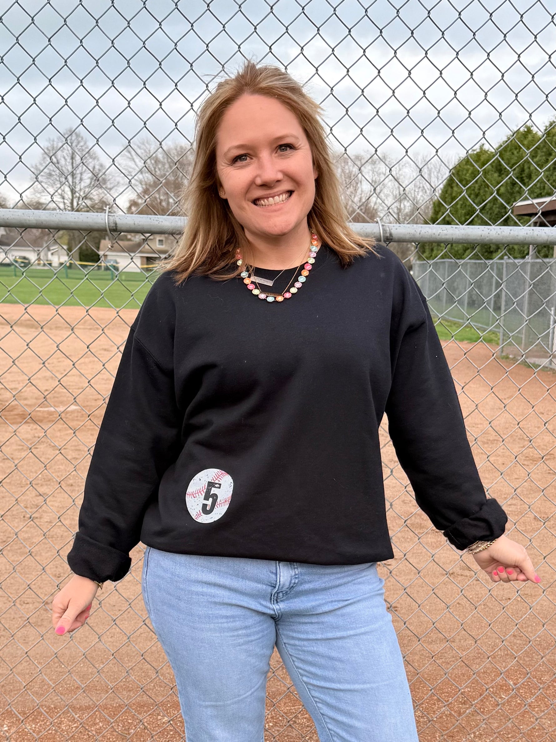 CUSTOM ORDER :: Oversized Baseball/Softball Sweatshirt - KaraMarie