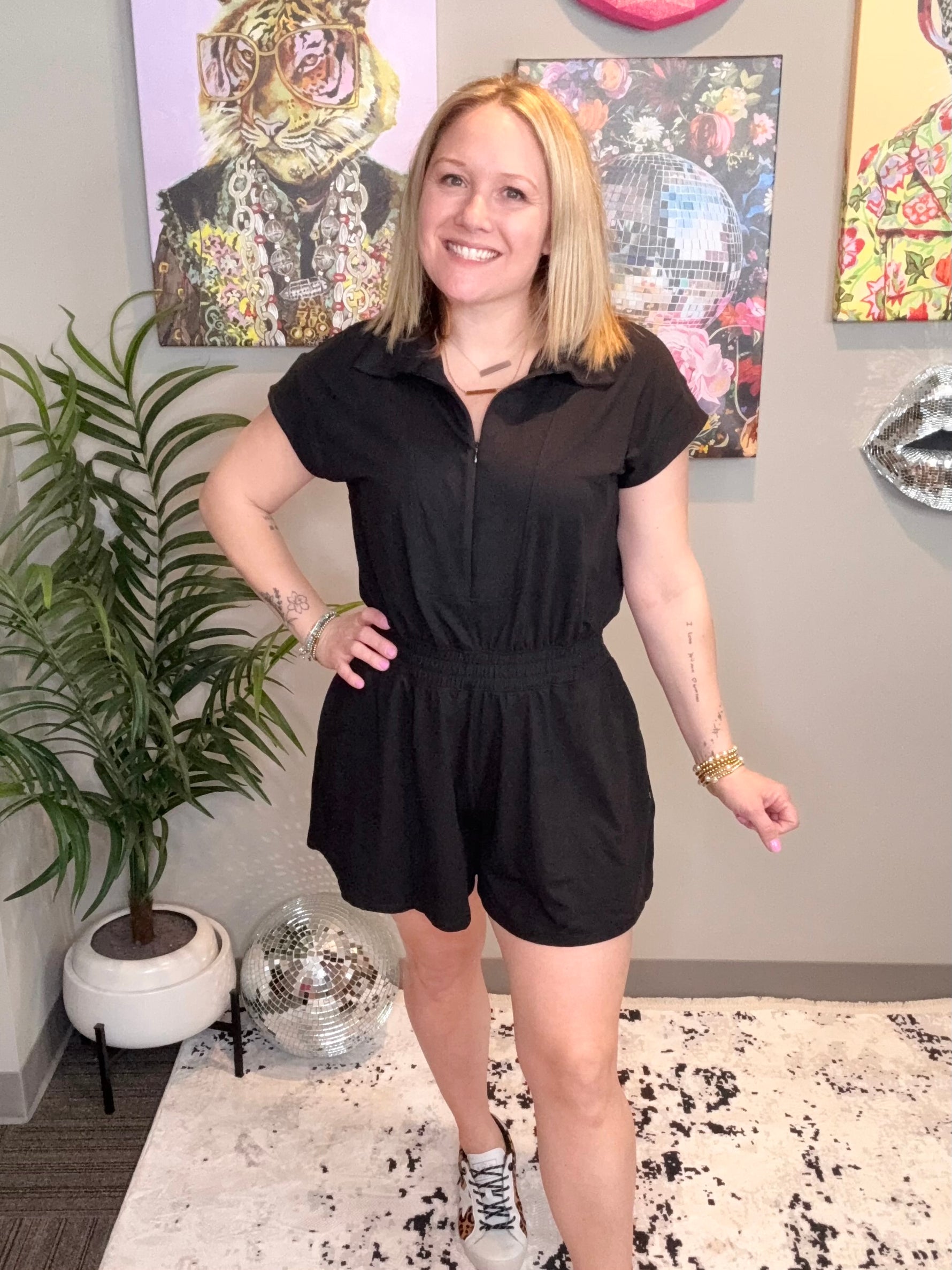 Zip-It-Up Romper in Black {S-3X} - KaraMarie