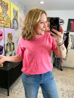 Vintage Fade Short Sleeve Top - Fuchsia {S-3X} - KaraMarie