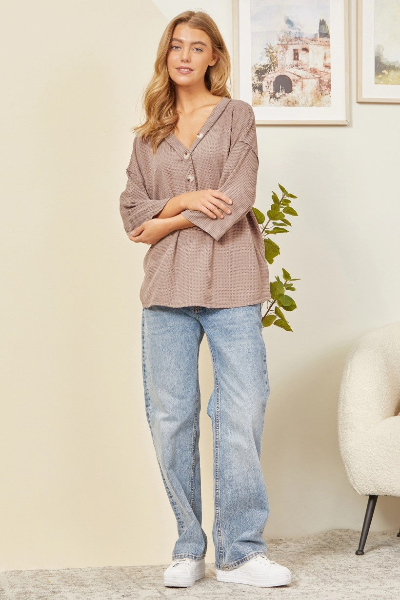 Essential Waffle V-Neck Top - Multiple Colors! {S-3X} - KaraMarie