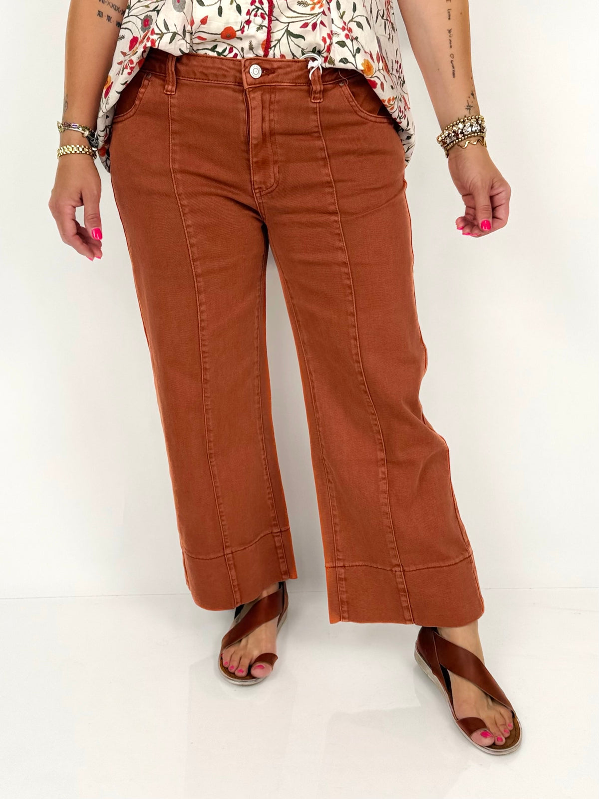 Easy Fit Cropped Wide-Leg Denim Pants - Fall Colors! {S-3X}