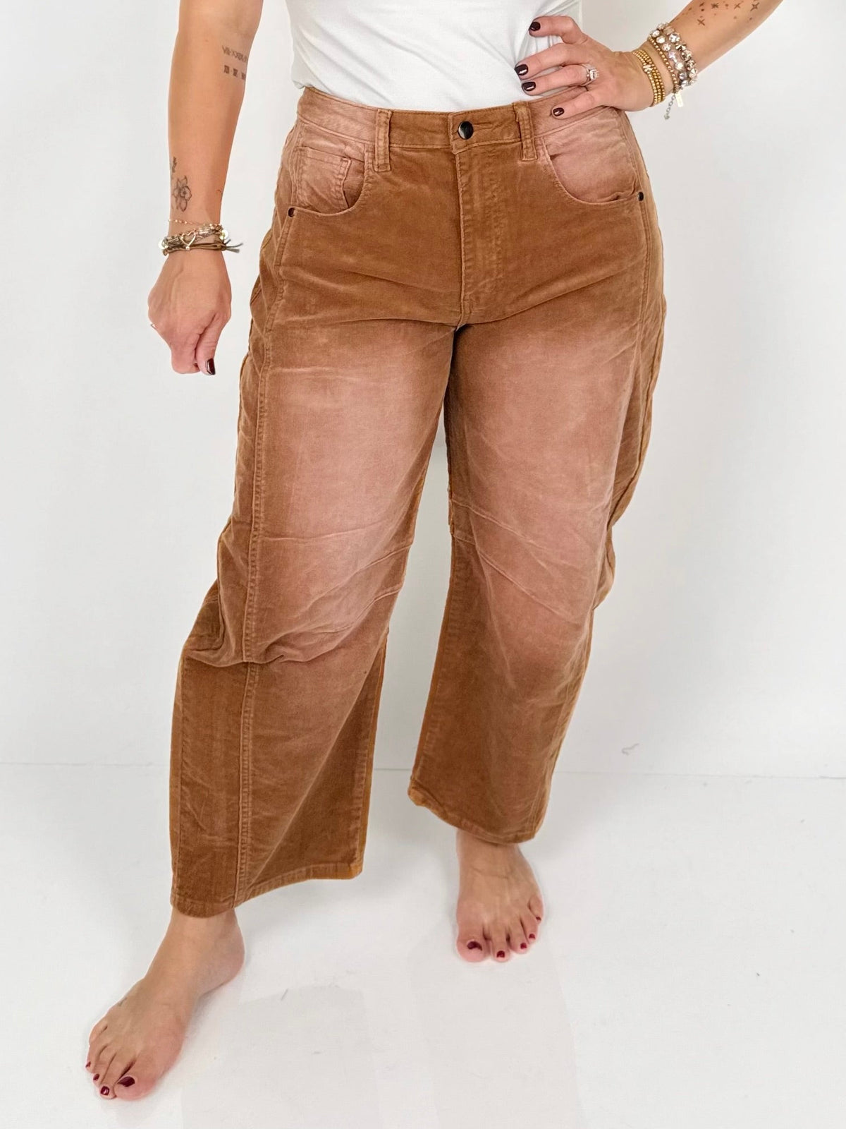 Modern Corduroy Crop Barrel Pants - Camel {S-L} - KaraMarie