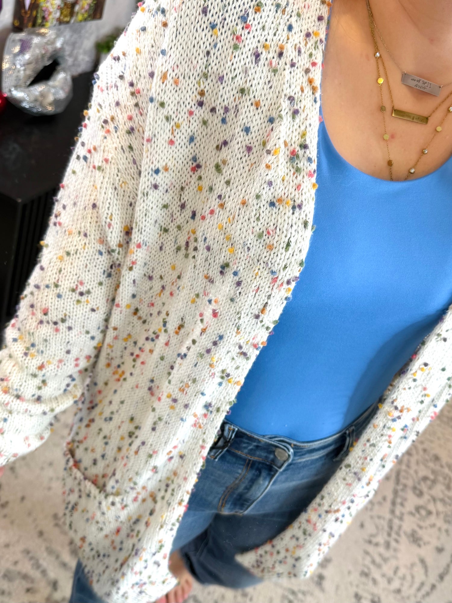 BLAKELEY Miley Dot Cardigan in White {OS-CURVY} - KaraMarie