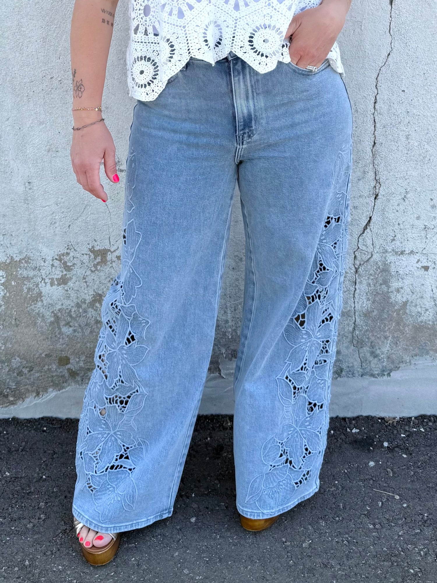 Blakeley Floral Charm Wide Leg Jeans {1-3X}