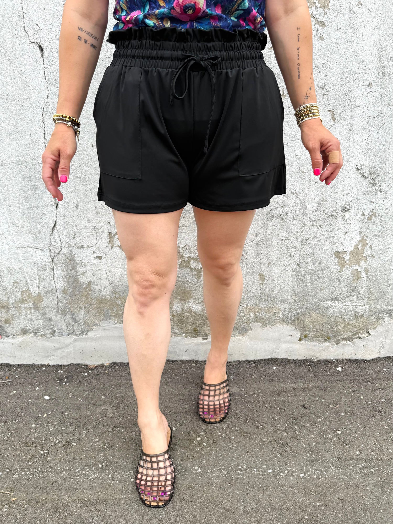 Runway Paperbag Shorts - After Dark Black {S-3X}