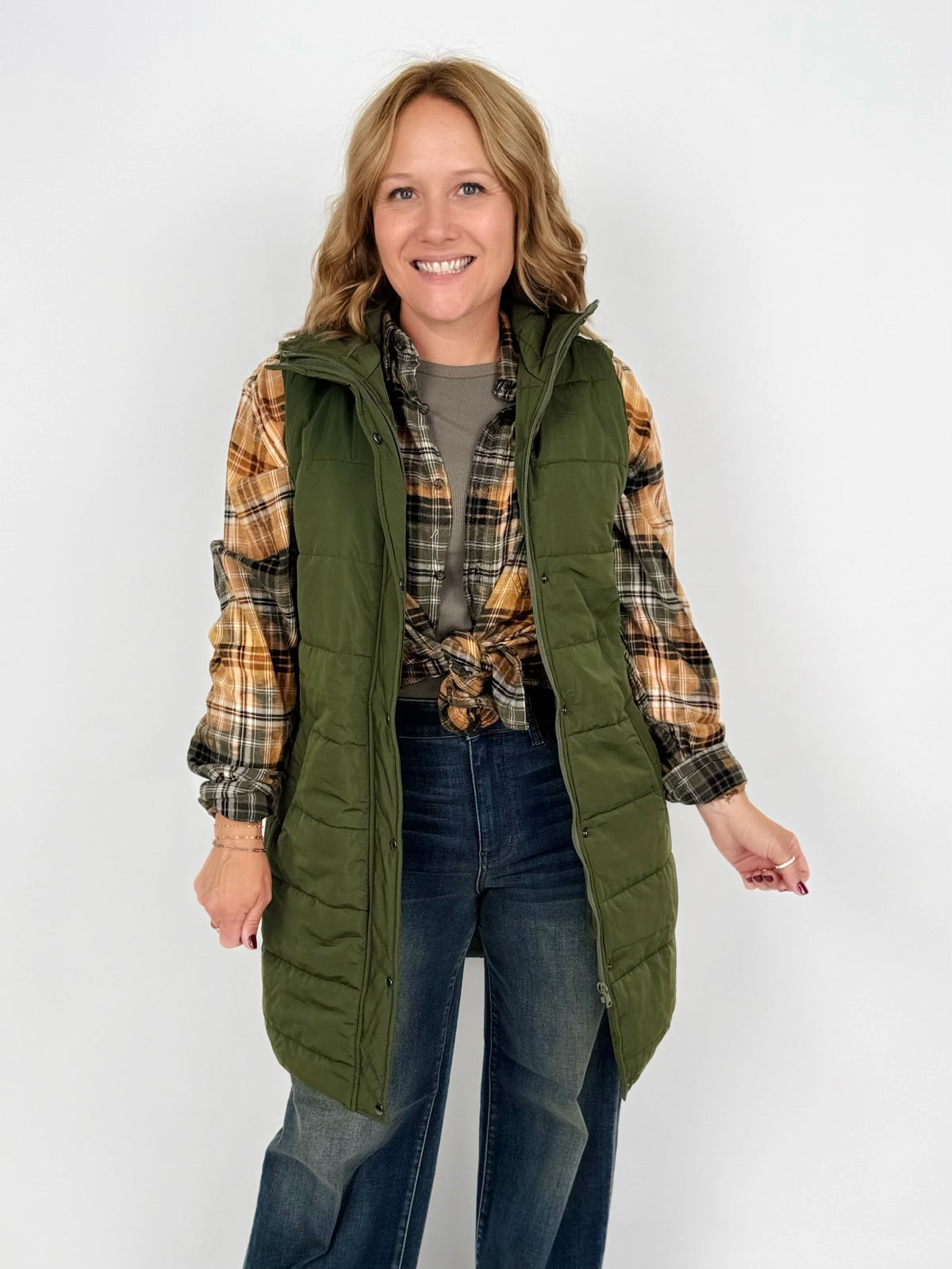 MM Harlow Long Vest - Dark Olive {XS-3X}