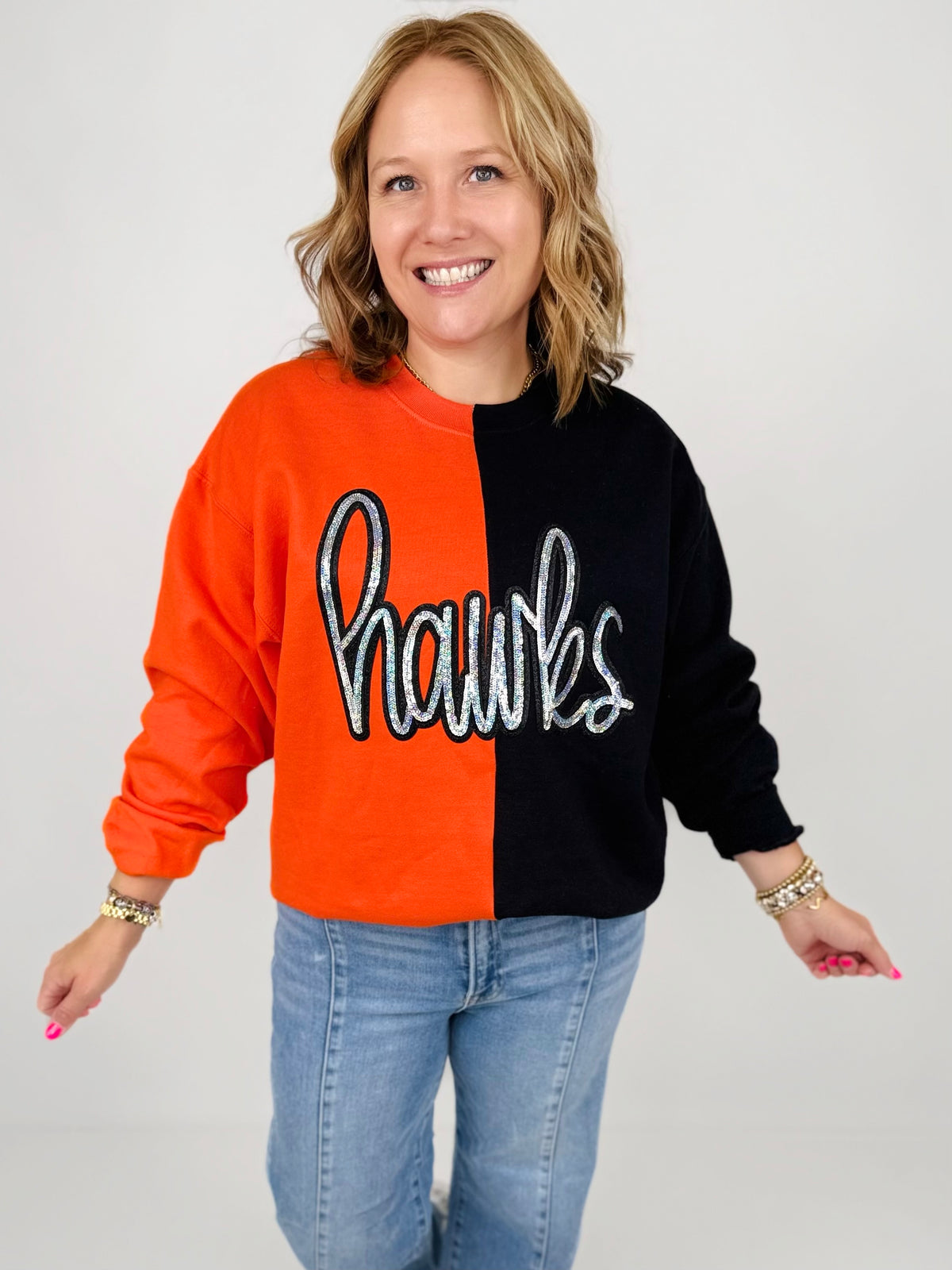 HAWKS Sideline Spirit Sequin Sweatshirt {S-3X}