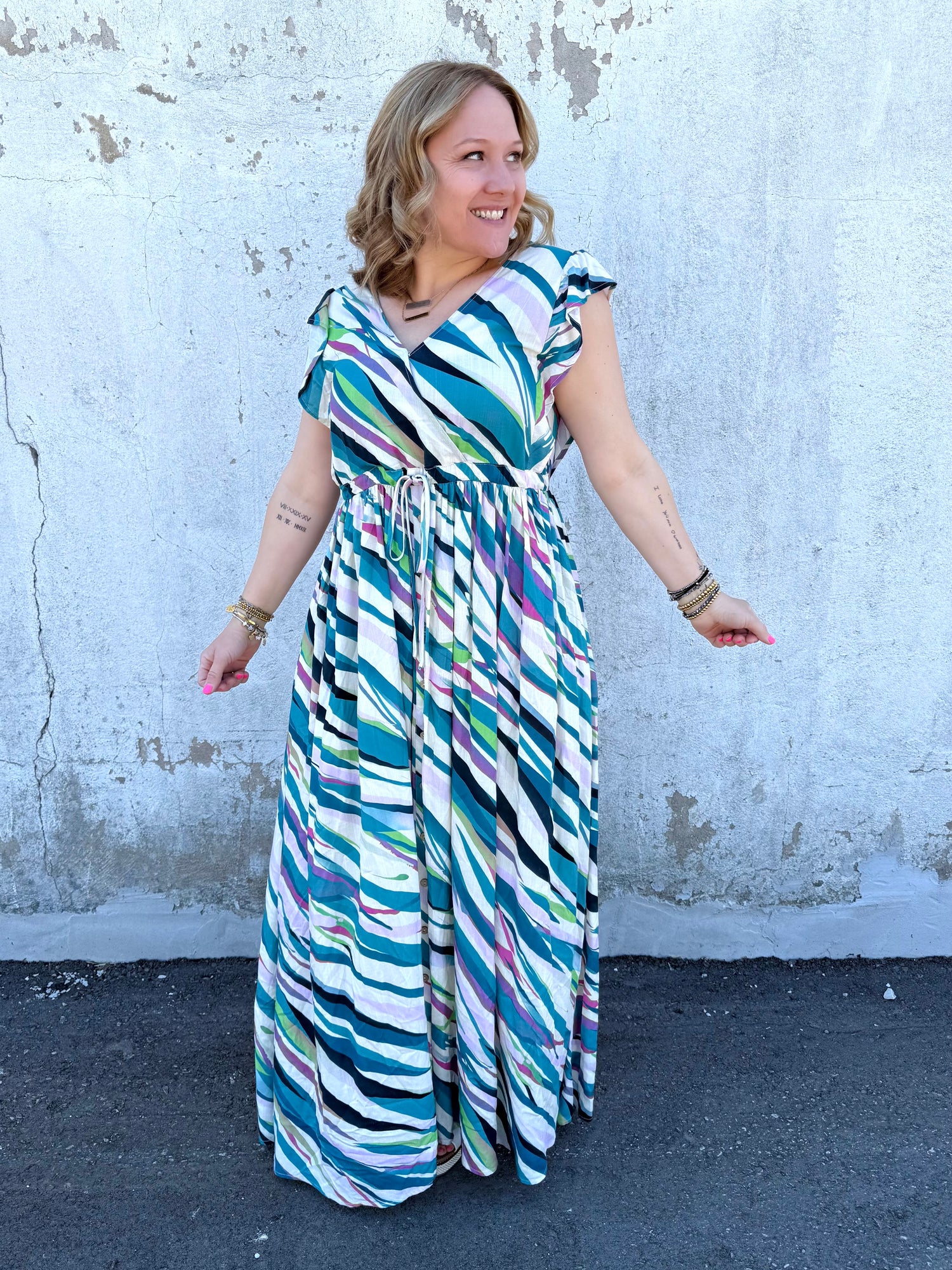 Slanted Symphony Dress in Teal {S-L} - KaraMarie