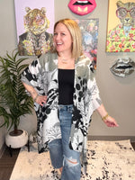 Monochrome Bloom Kimono - KaraMarie