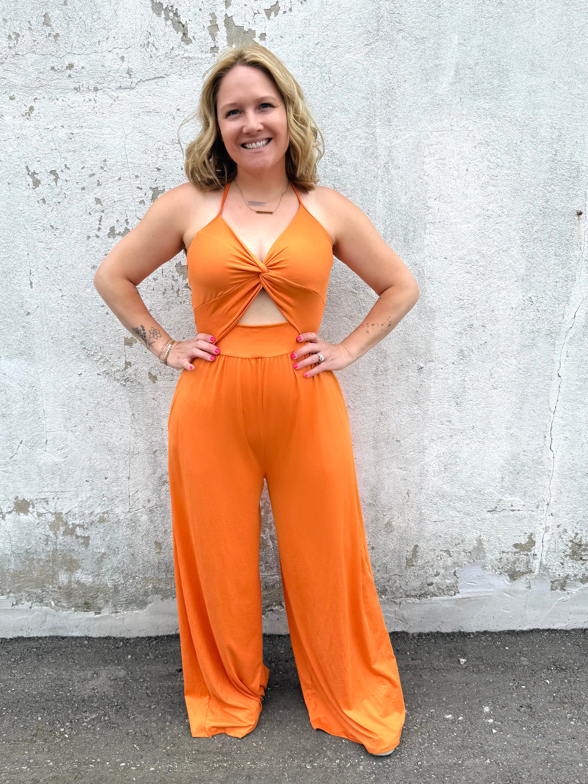 Top Tier Jumpsuit in Orange {S-3X} - KaraMarie