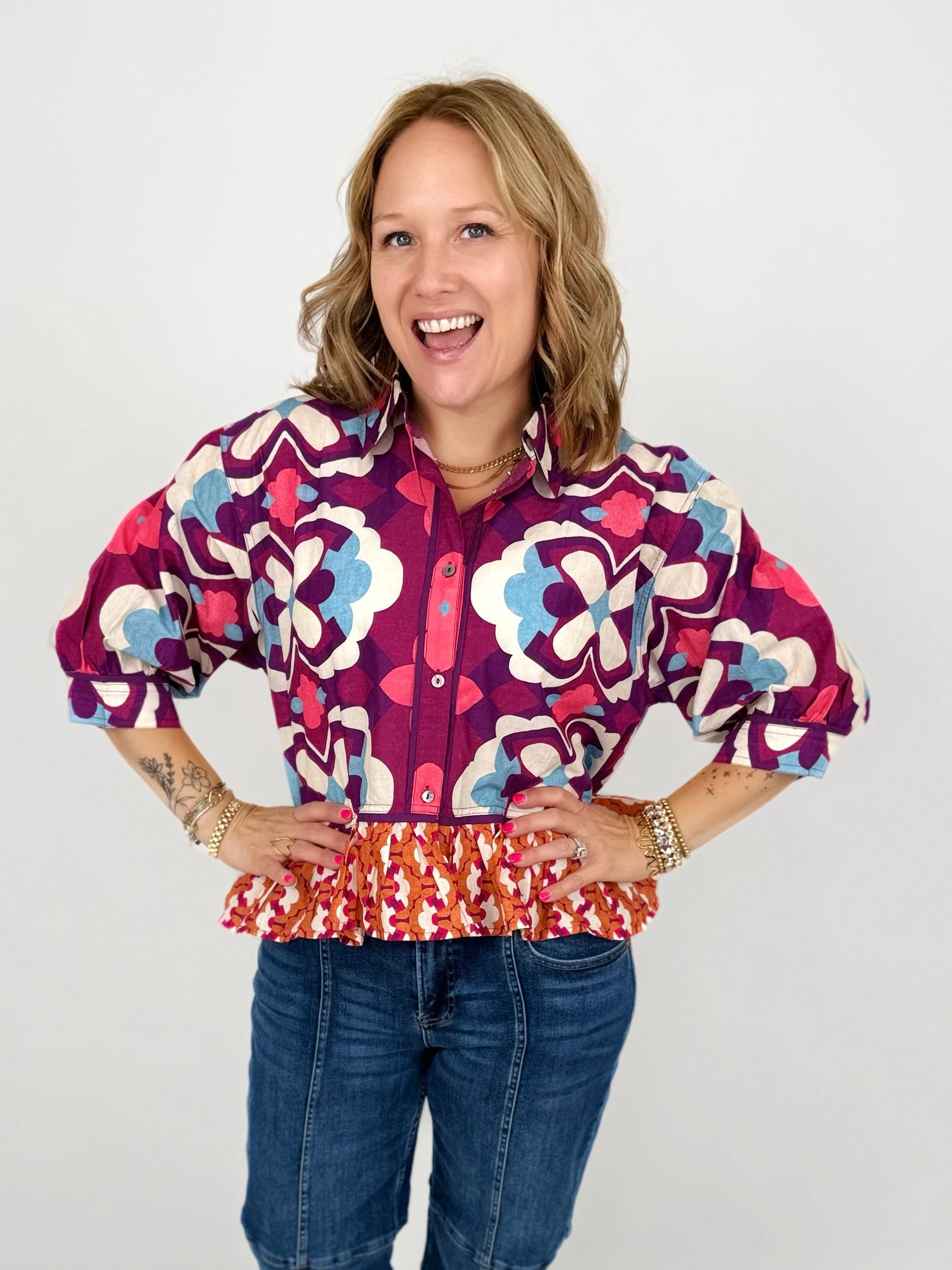 Petal Press Blouse {S-L} - KaraMarie