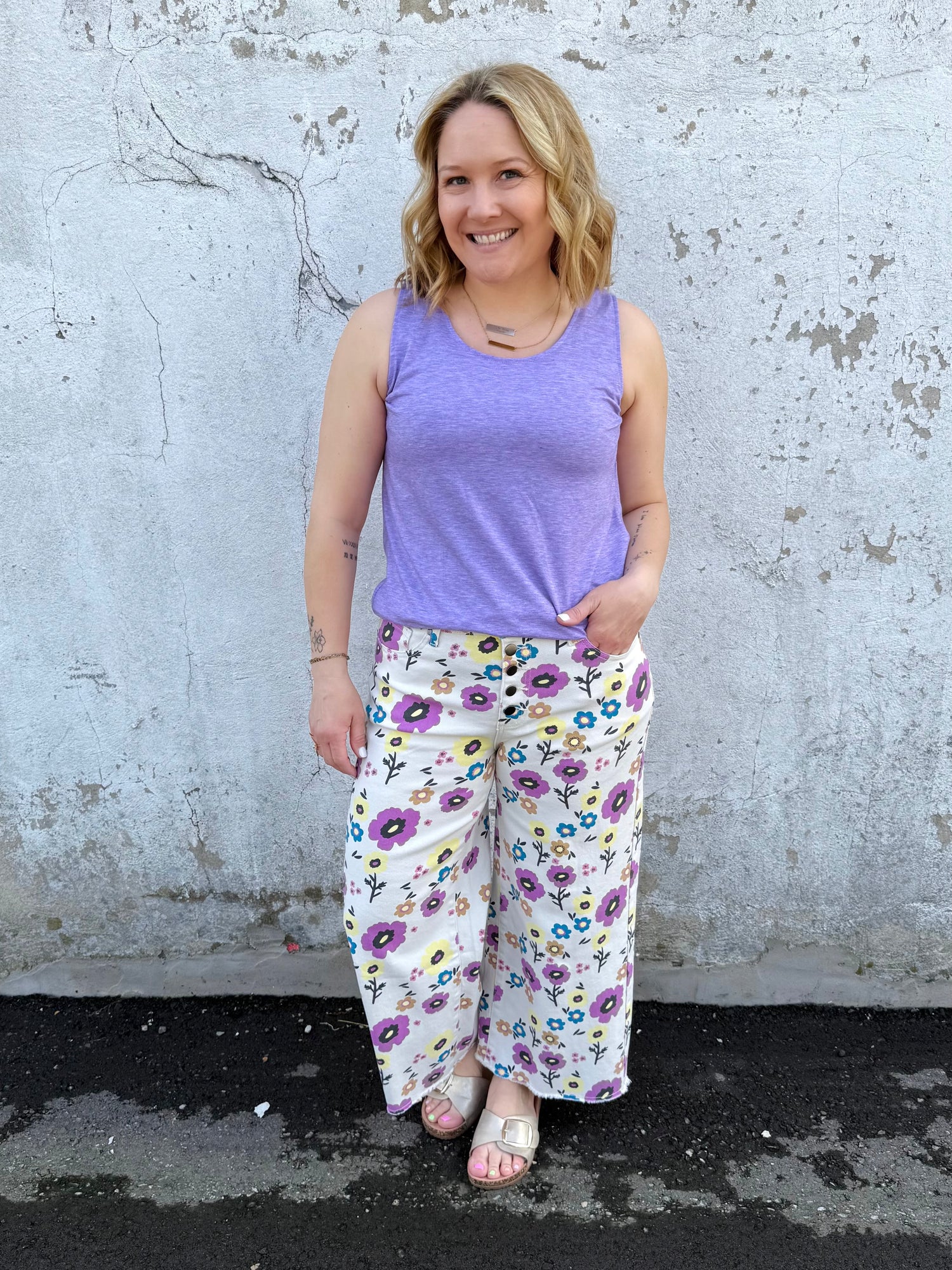 Floral Pop Twill Pants {S-3X}