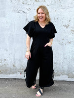 Bow-Tied Jumpsuit in Black - KaraMarie