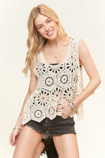 Easy Breeze Crochet Tank Top in Beige (OS) - KaraMarie