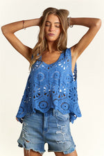 Easy Breeze Crochet Tank Top in Blue (OS) - KaraMarie