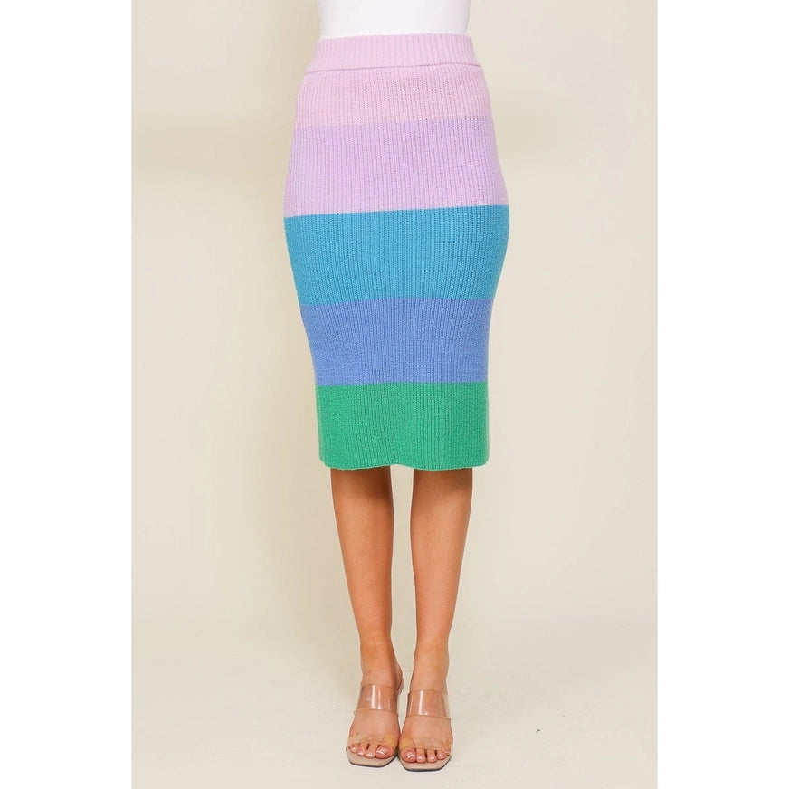 Color Wave Midi Skirt {S-L}