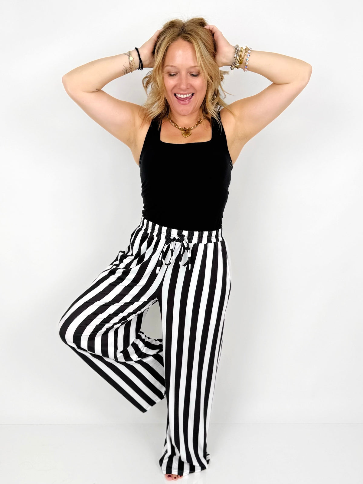 Blakeley Vertical Vibes Stripe Pants in Black {XS-2X}