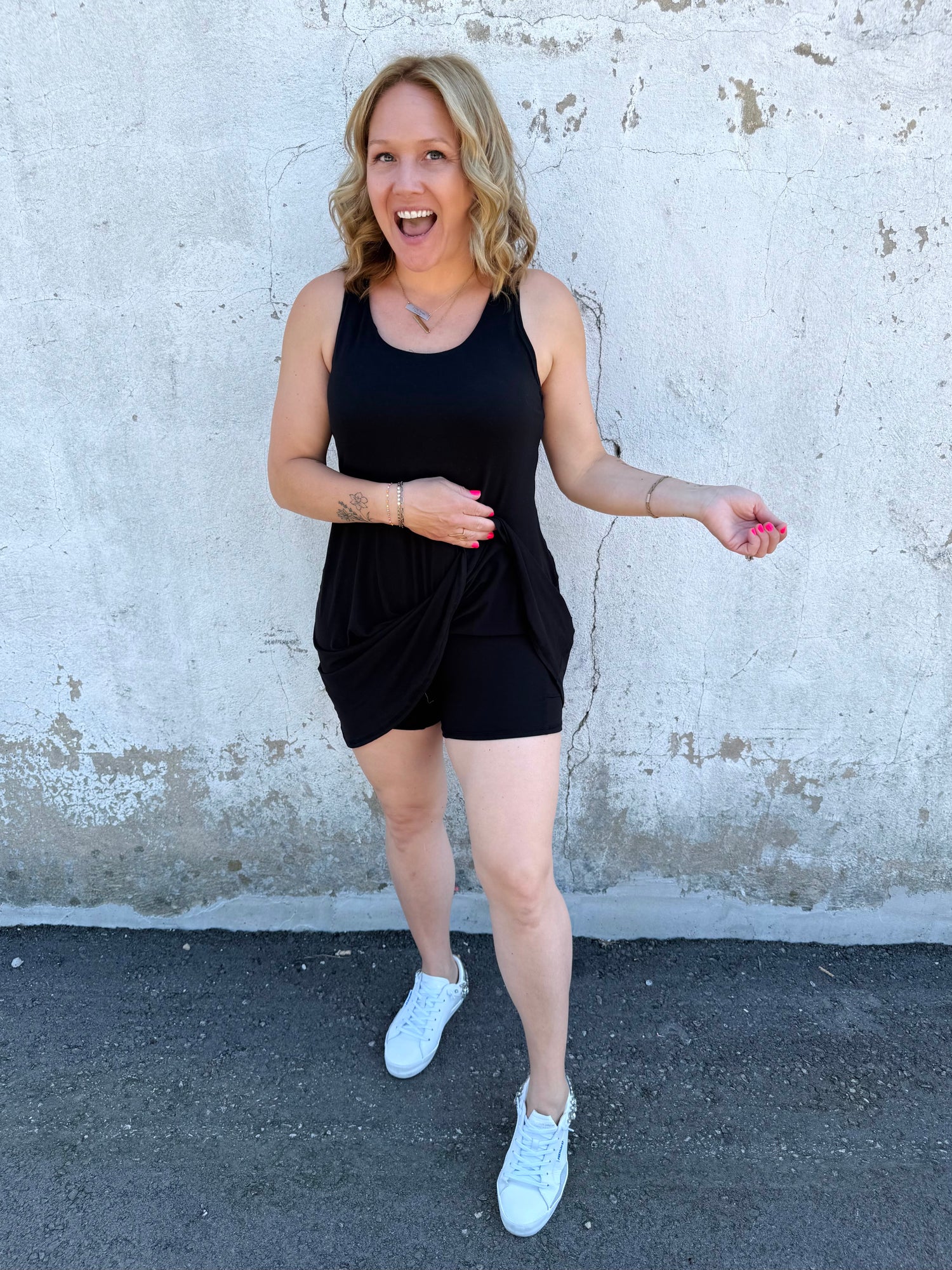 Match Point Romper in Black {S-3X} - KaraMarie