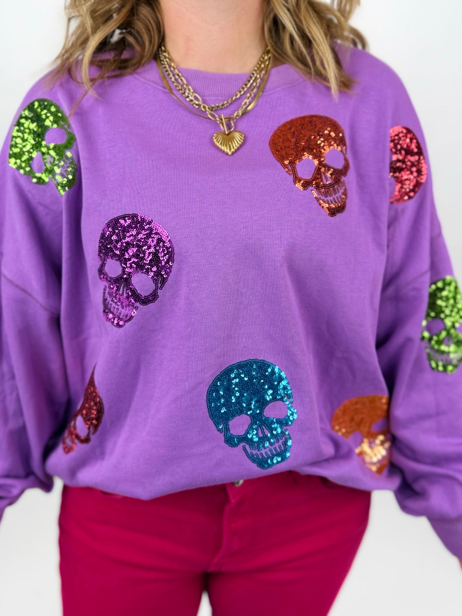 Sequined Skulls Sweatshirt {S-L}