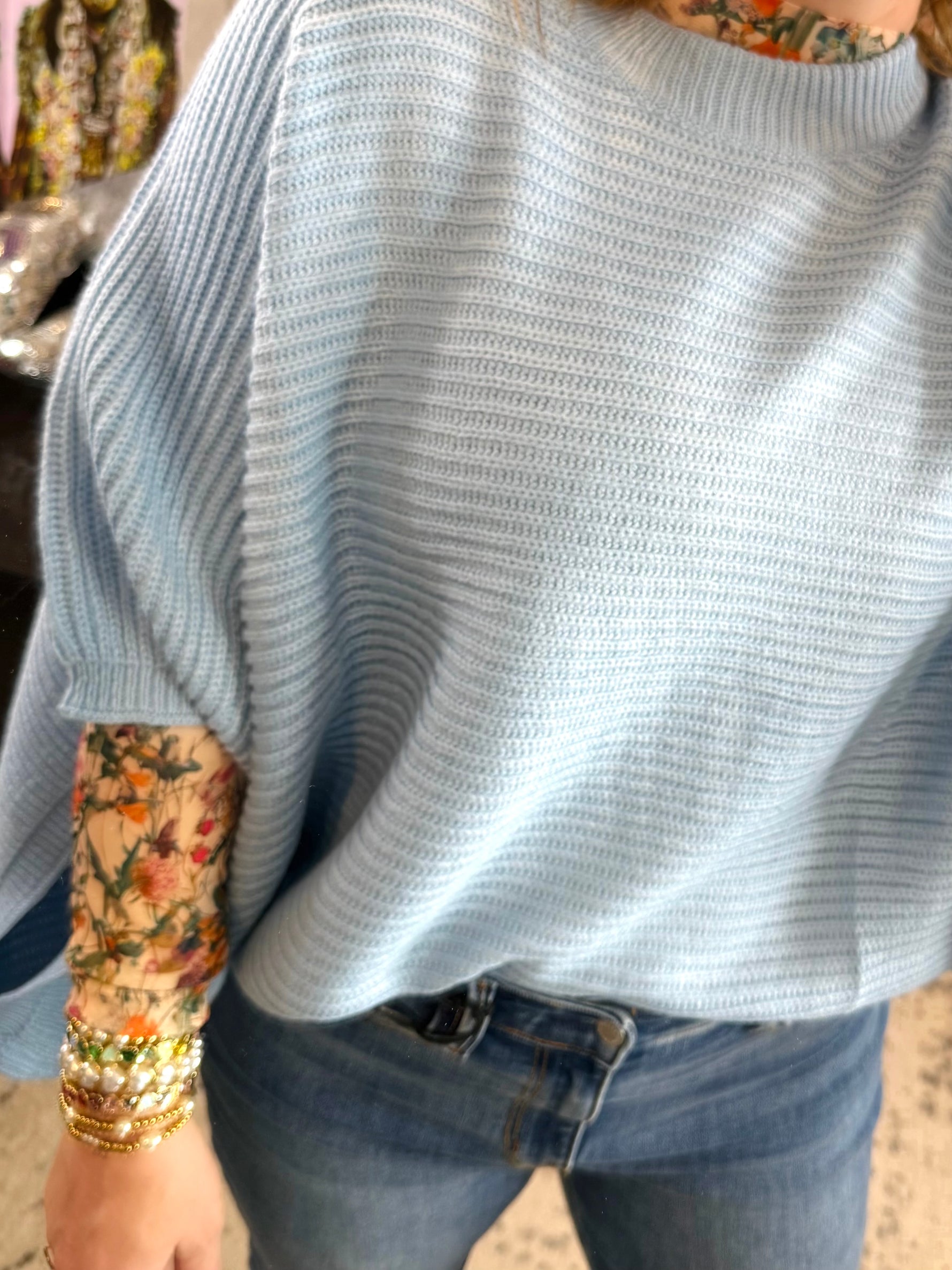 Meg Pullover Poncho - Blue {XS-CURVY} - KaraMarie