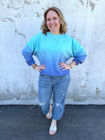 Moon Ryder Ombre Cozy Cord Sweatshirt - Teal/Blue {XS-2X} - KaraMarie