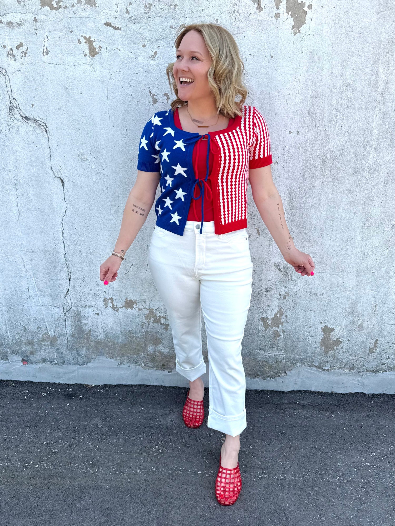 Freedom Flair Tie-Front Sweater Top {S-XL} - KaraMarie